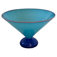 IBEX Glass Studio Post-Modern Memphis-Style Art Glass Pedestal Bowl, 1989