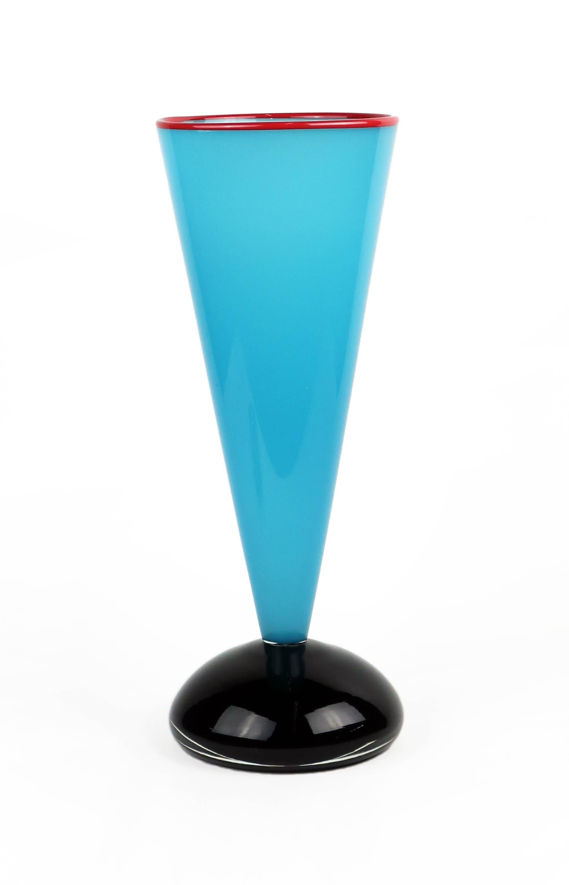 Formed in 1985 by Dimitri Michaelides, Sam Stang and David Levi, IBEX Glass Studio was heavily influenced by contemporary European design, mid-century Venetian glass, and early American studio glass pioneers, resulting in work that combined a sense