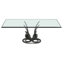 Ibex Rams Head Brass Coffee Table
