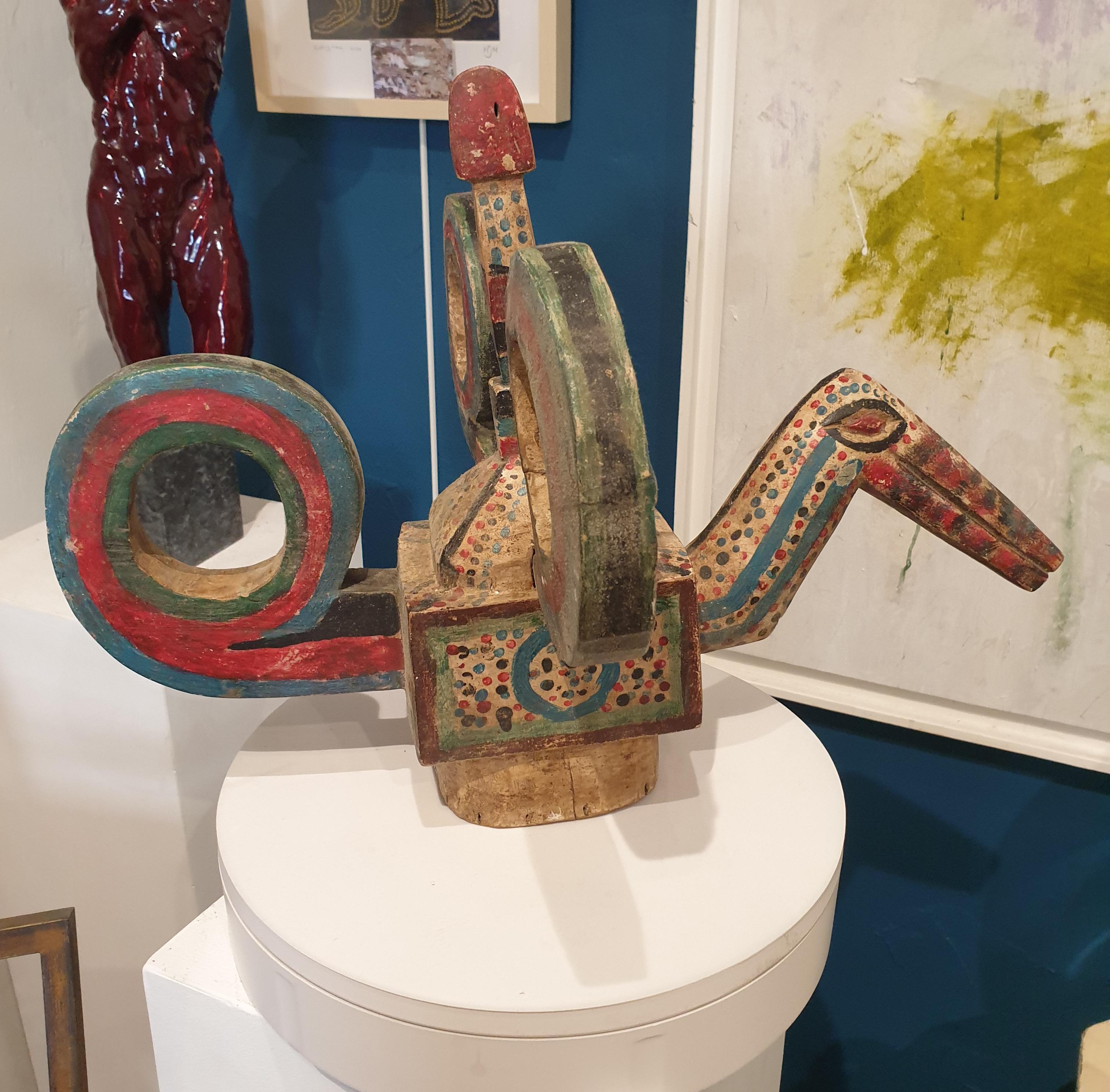 Kalao (Great Hornbill) Ibibio Wooden Sculpture, Nigeria. For Sale 14