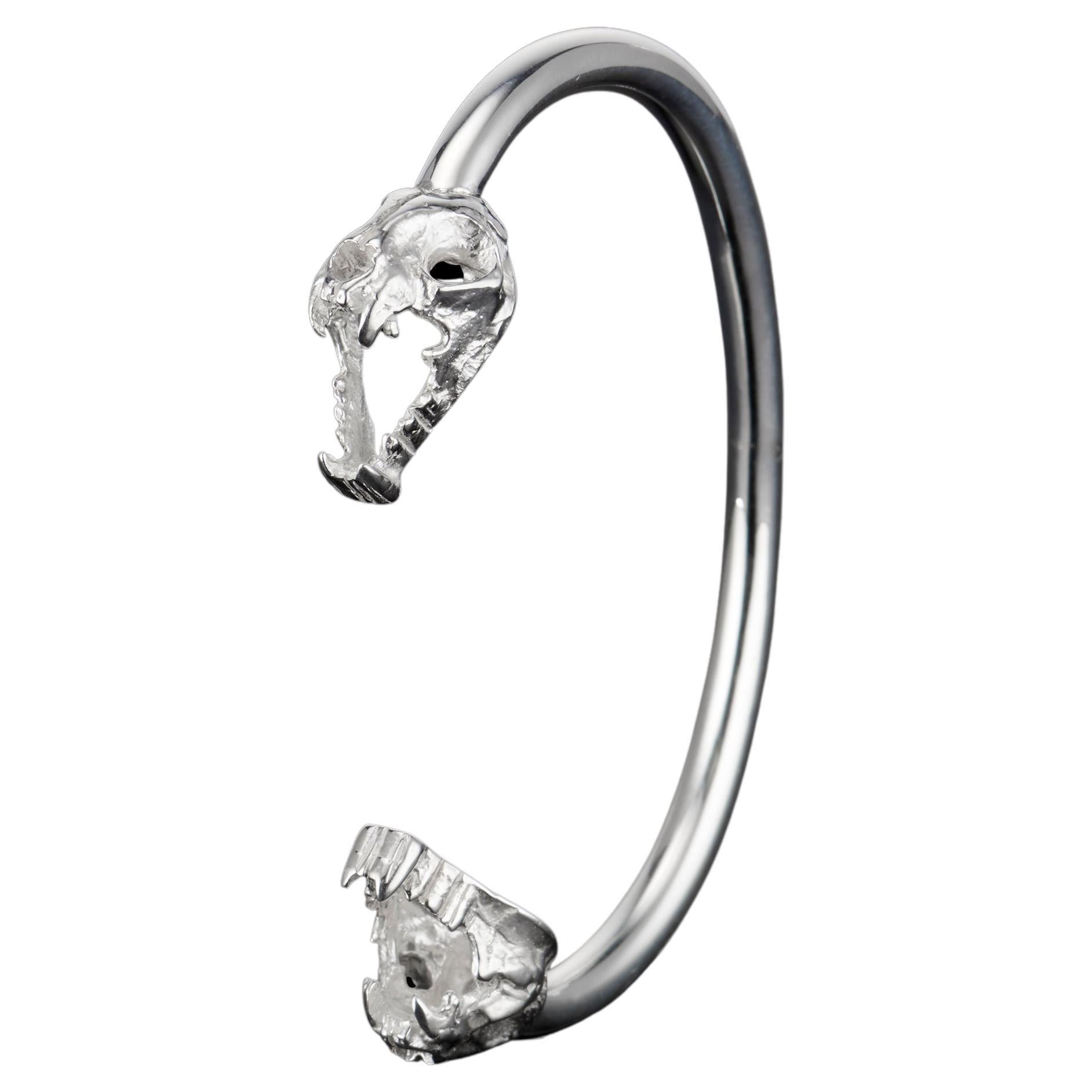 Ibibio Twin Skull Cuff in Sterling Silver by Egbo Collections For Sale