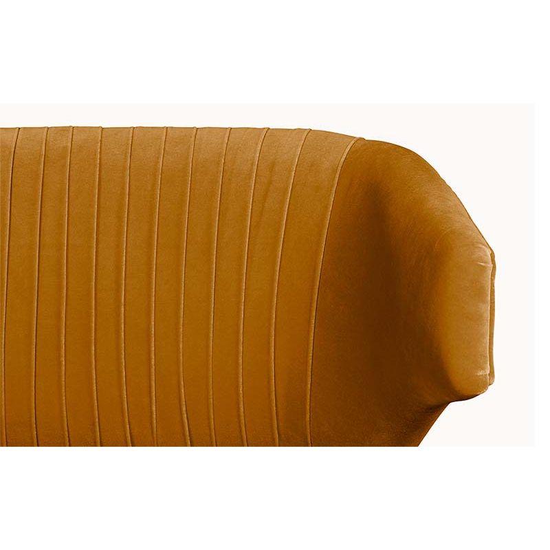 Contemporary Ibis 2 Seat Sofa in Cotton Velvet With Wood & Brass Detail by Brabbu For Sale