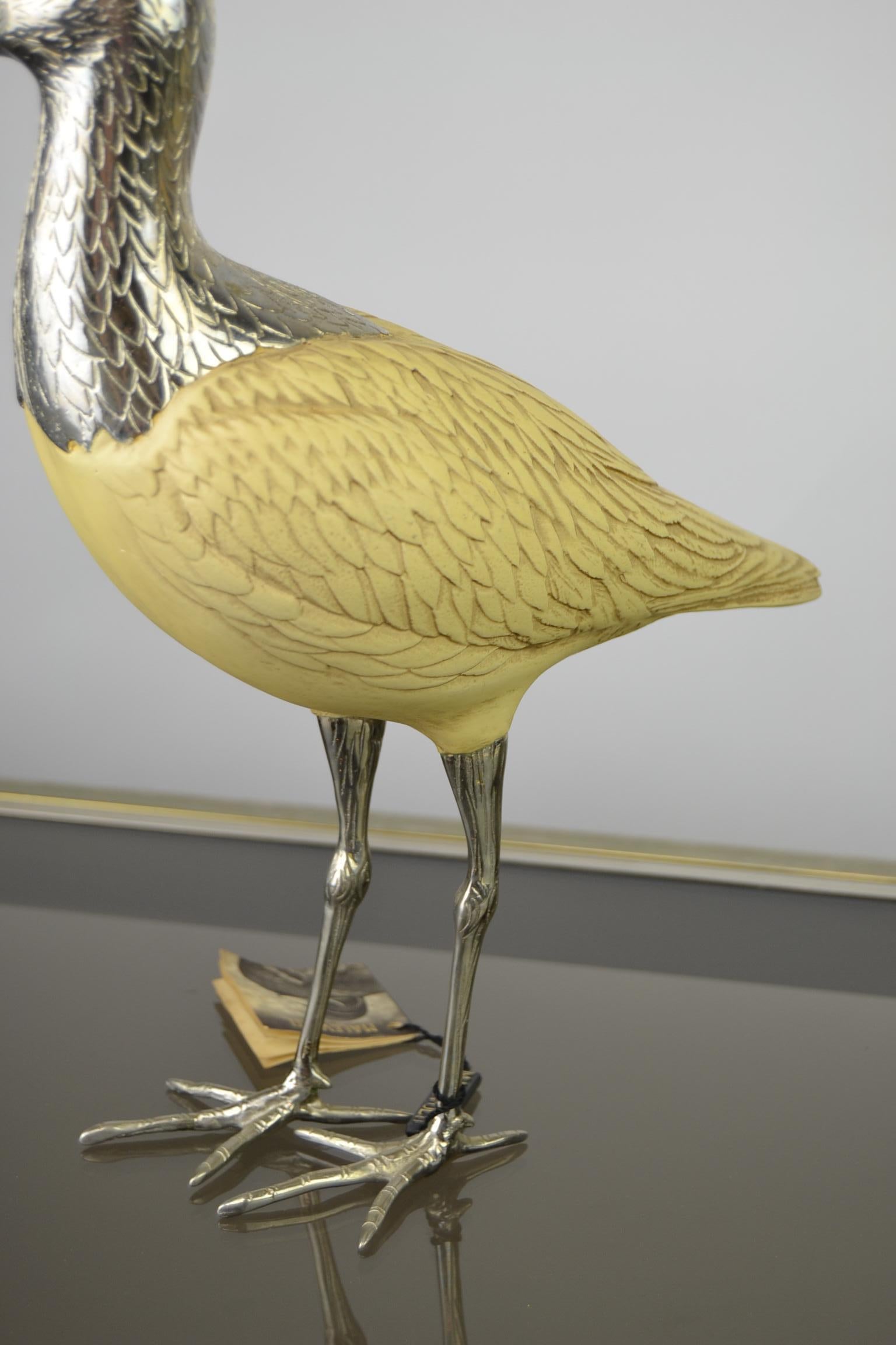 Ibis Bird Sculptures, Malevolti Italy, Silvered Metal and Resin, 1950s 8