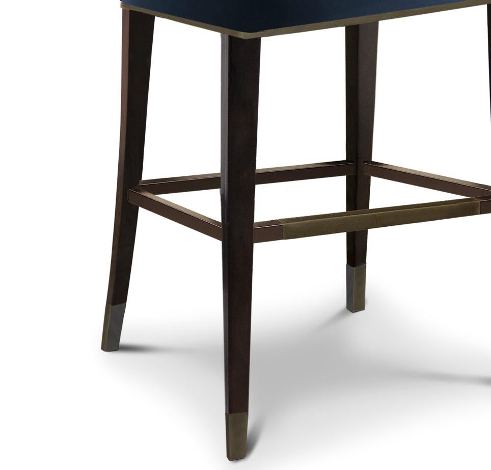 Contemporary Ibis Counter Stool in Velvet with Brass Details by Brabbu For Sale