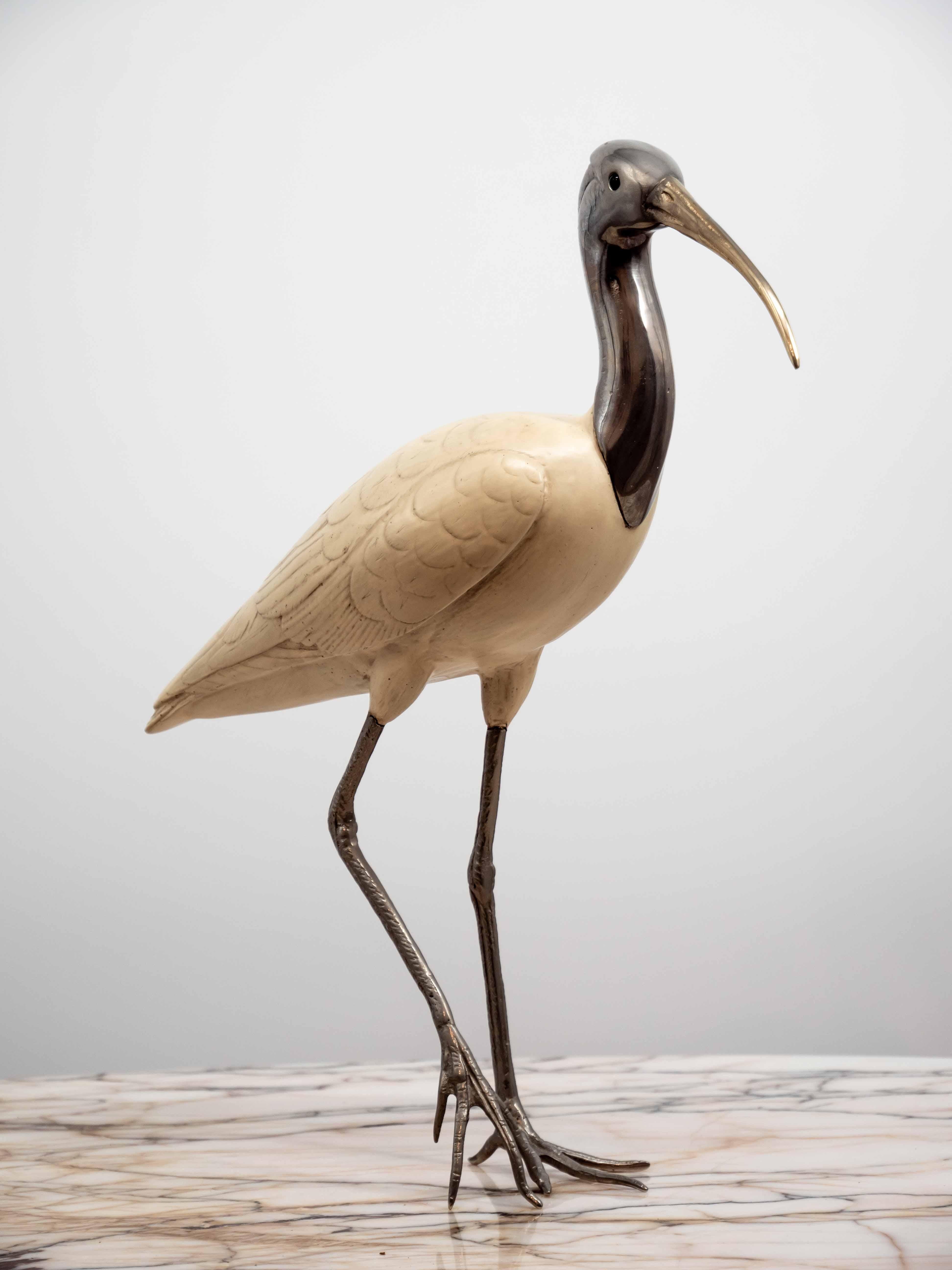 Beautiful Ibis sculpture by Elli Malevolti. Composite material. Hand made about 30 years ago. Very good condition. Condition: excellent, no damage. The statue is signed on the underside of the tail. The statue is very decorative and is ideal as a