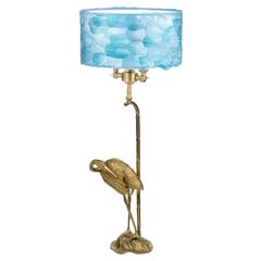 Fauna light blue feathers ibis lampshade table lamp