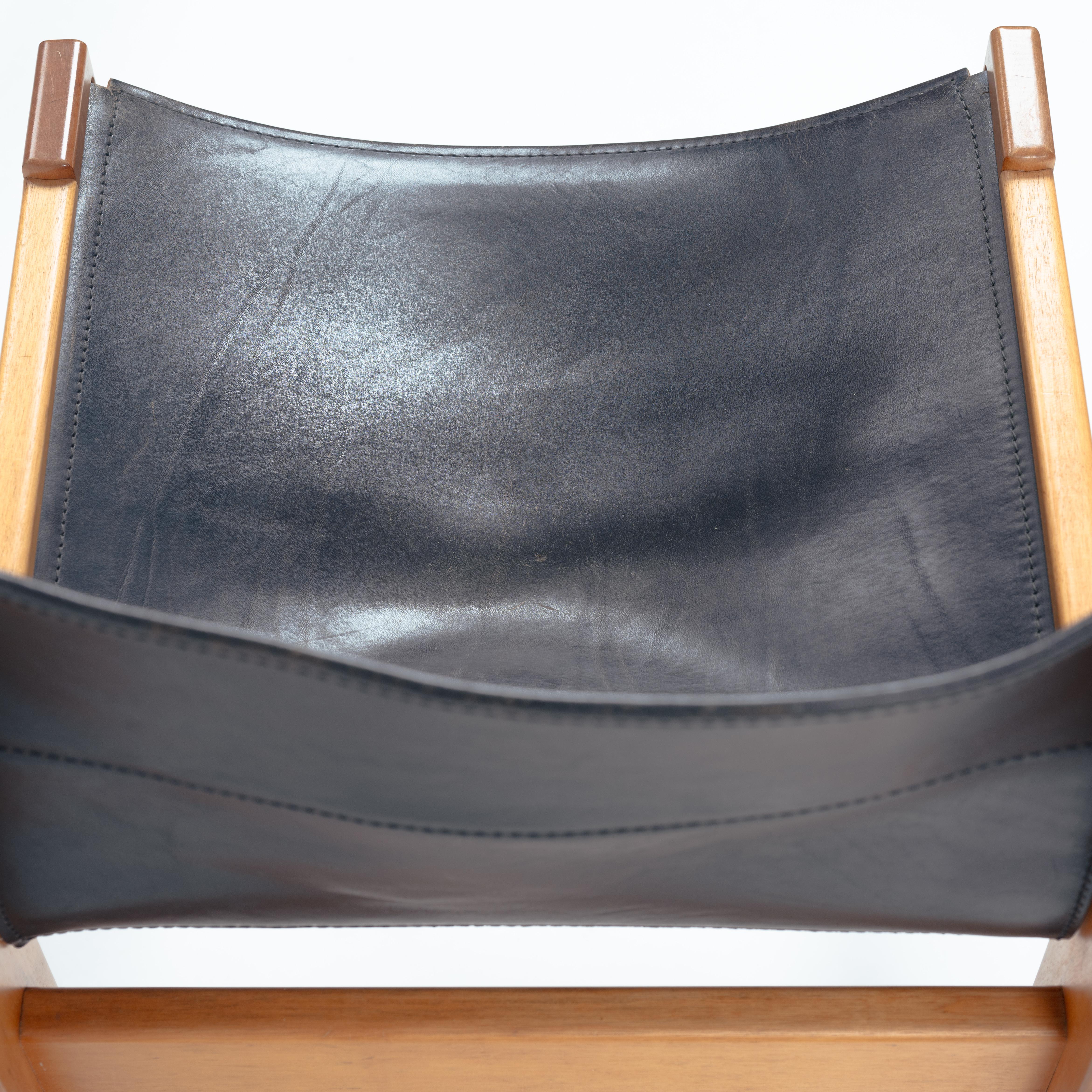 Ibisco Italian hideleather dining sling chairs in black, 1970s 6