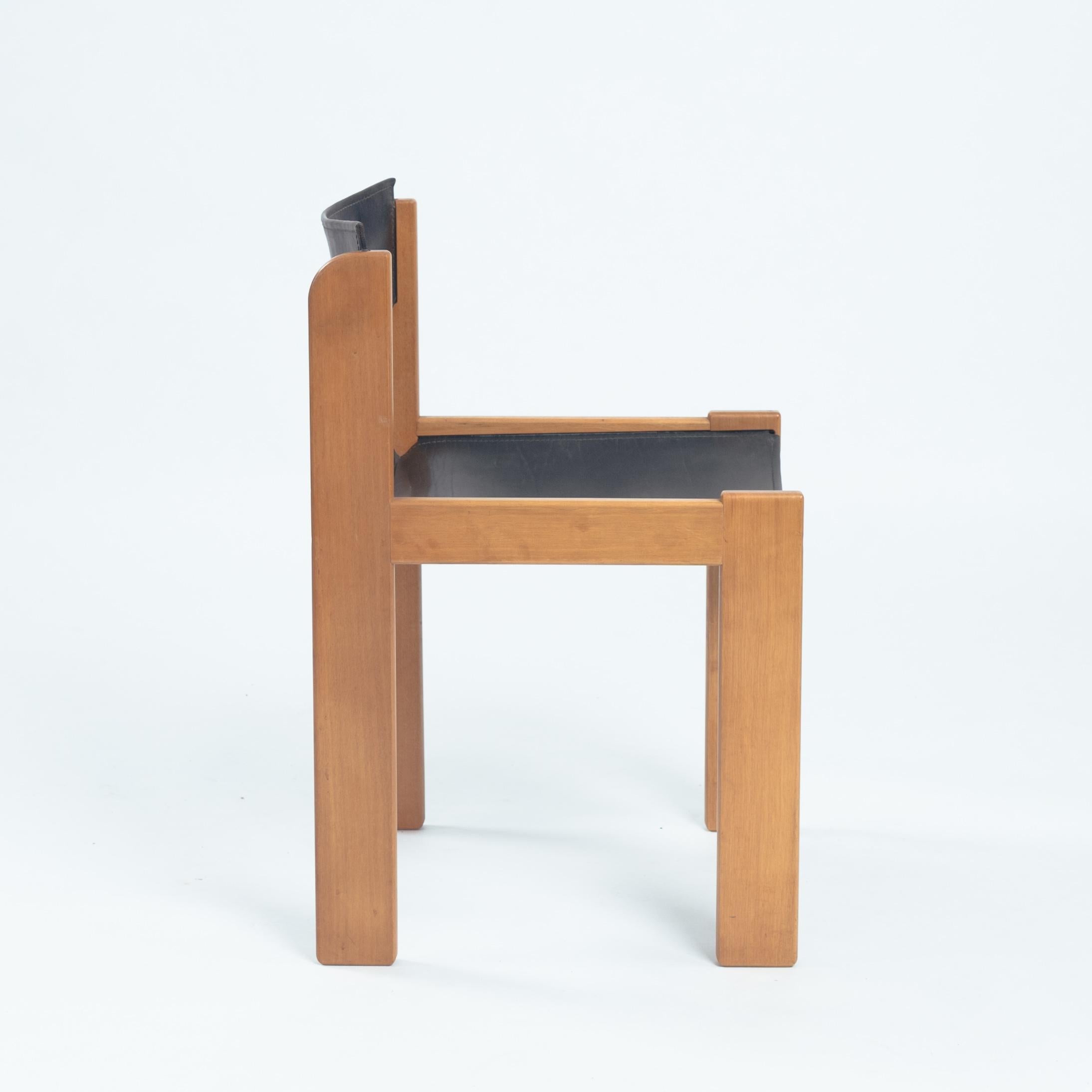 Ibisco Italian hideleather dining sling chairs in black, 1970s 13
