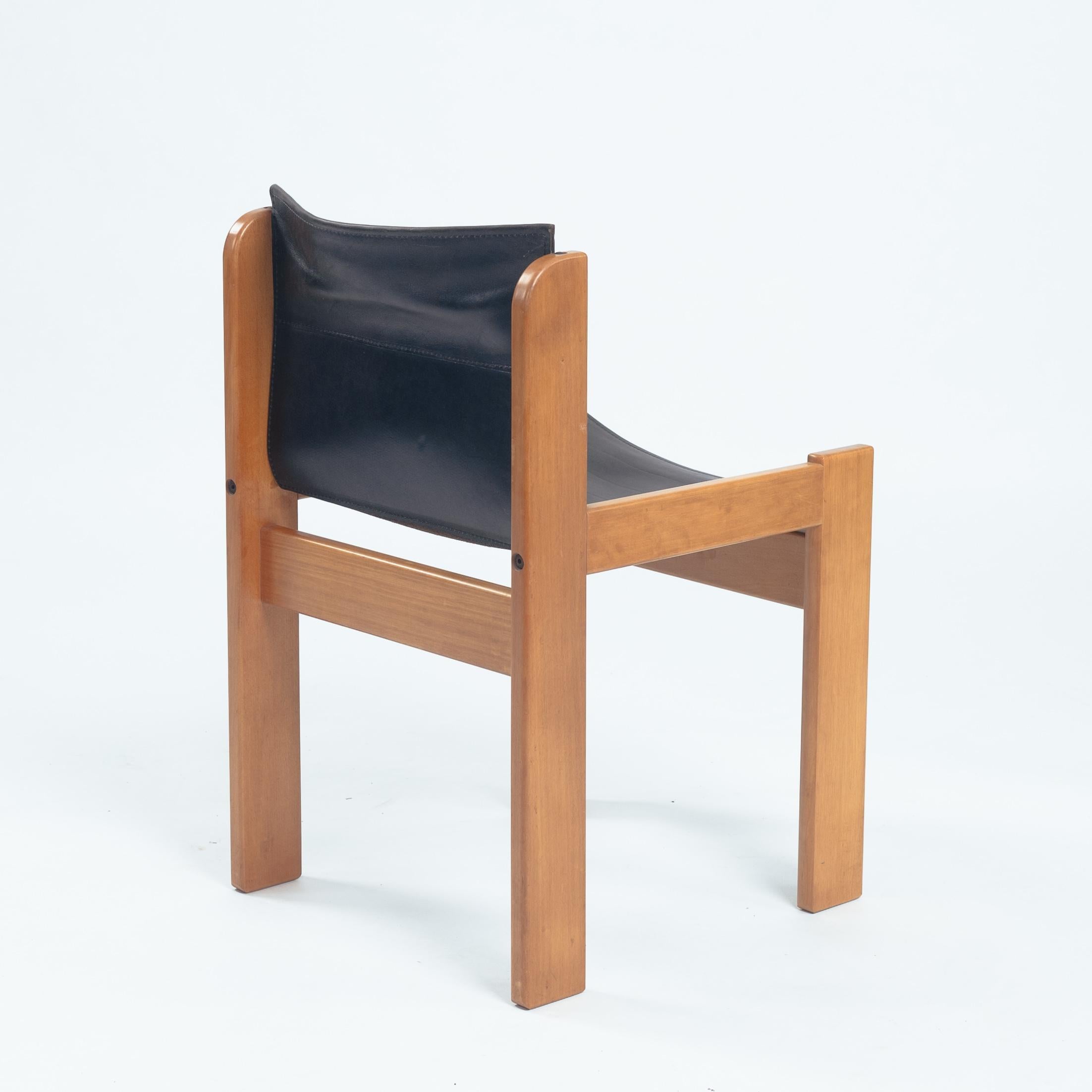 Ibisco Italian hideleather dining sling chairs in black, 1970s 14
