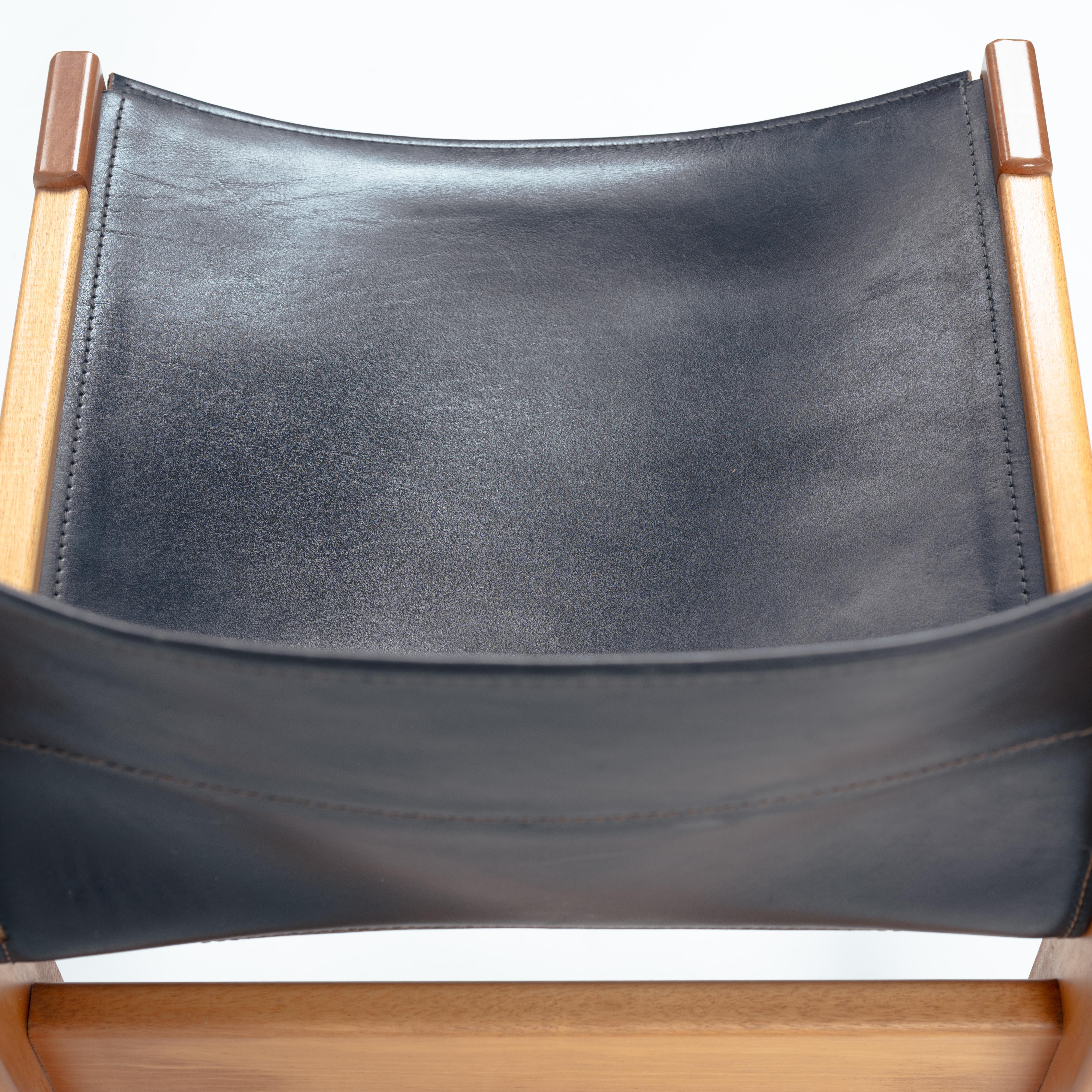 Ibisco Italian hideleather dining sling chairs in black, 1970s In Good Condition In Zevenaar, NL