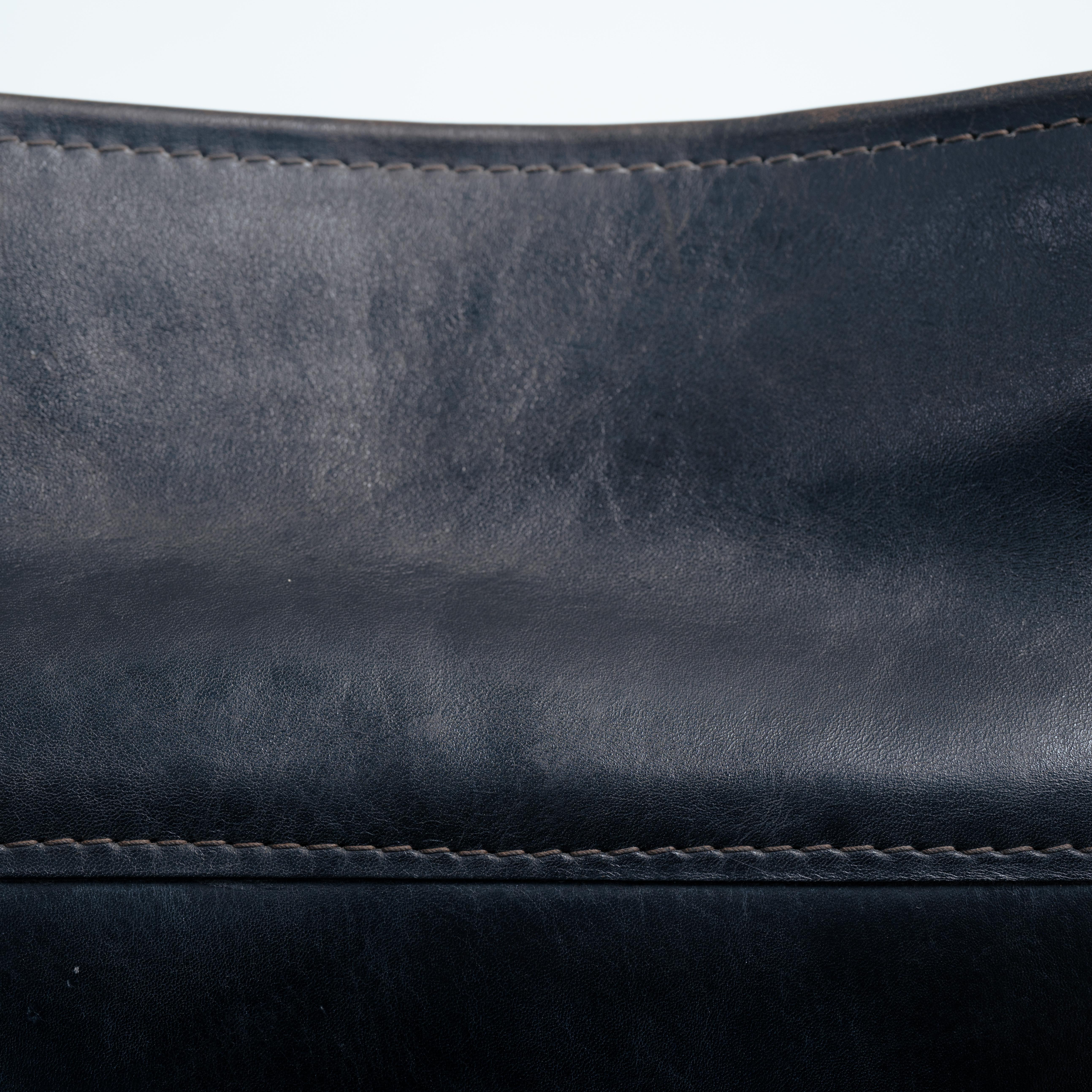 Ibisco Italian hideleather dining sling chairs in black, 1970s 1