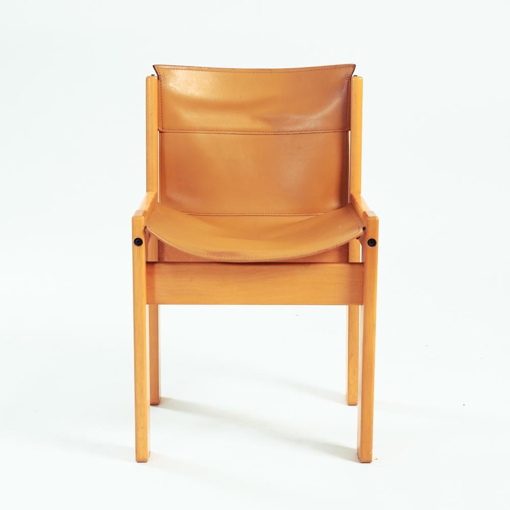 Ibisco Italian hideleather dining sling chairs in brandy colour, 1970s  For Sale 9