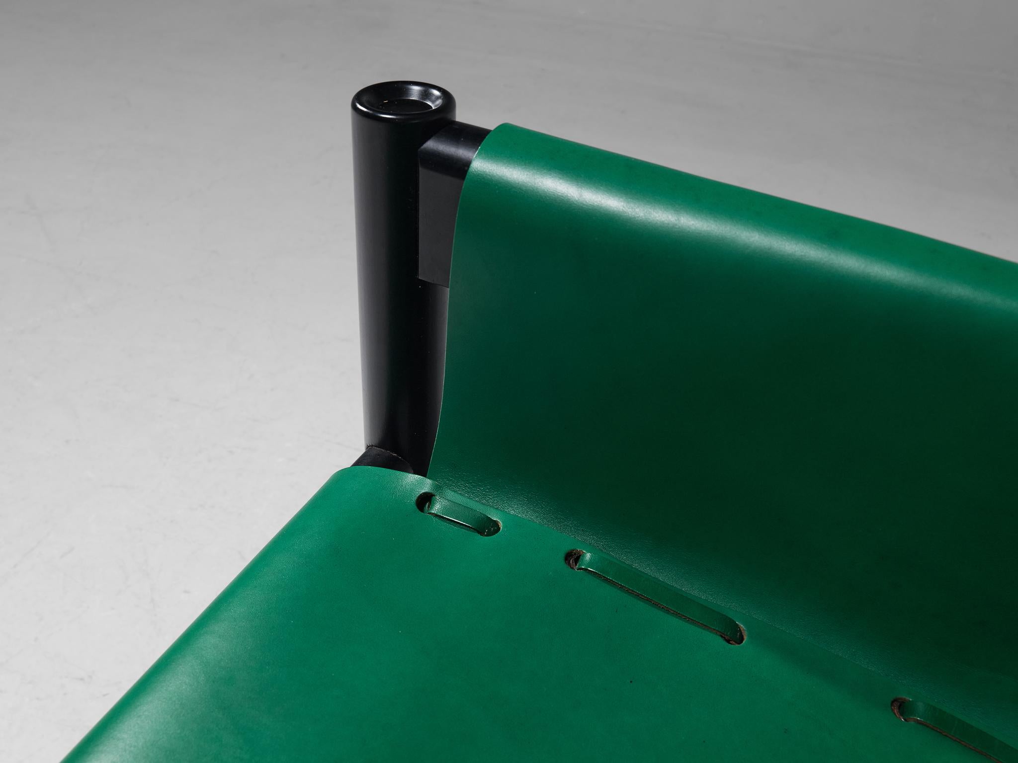 Ibisco Italian Set of Game Table and Four Armchairs in Green Leather 5