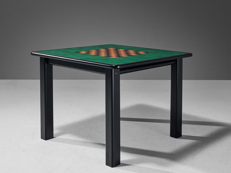 Ibisco Italian Set of Game Table and Four Armchairs in Green Leather 3