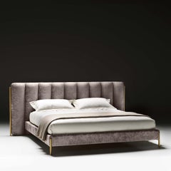 Ibisco One Channeled Gray-Fabric Double Bed