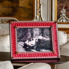 IBISCO red frame with Tessitura Bevilacqua velvet, by Giberto Venezia