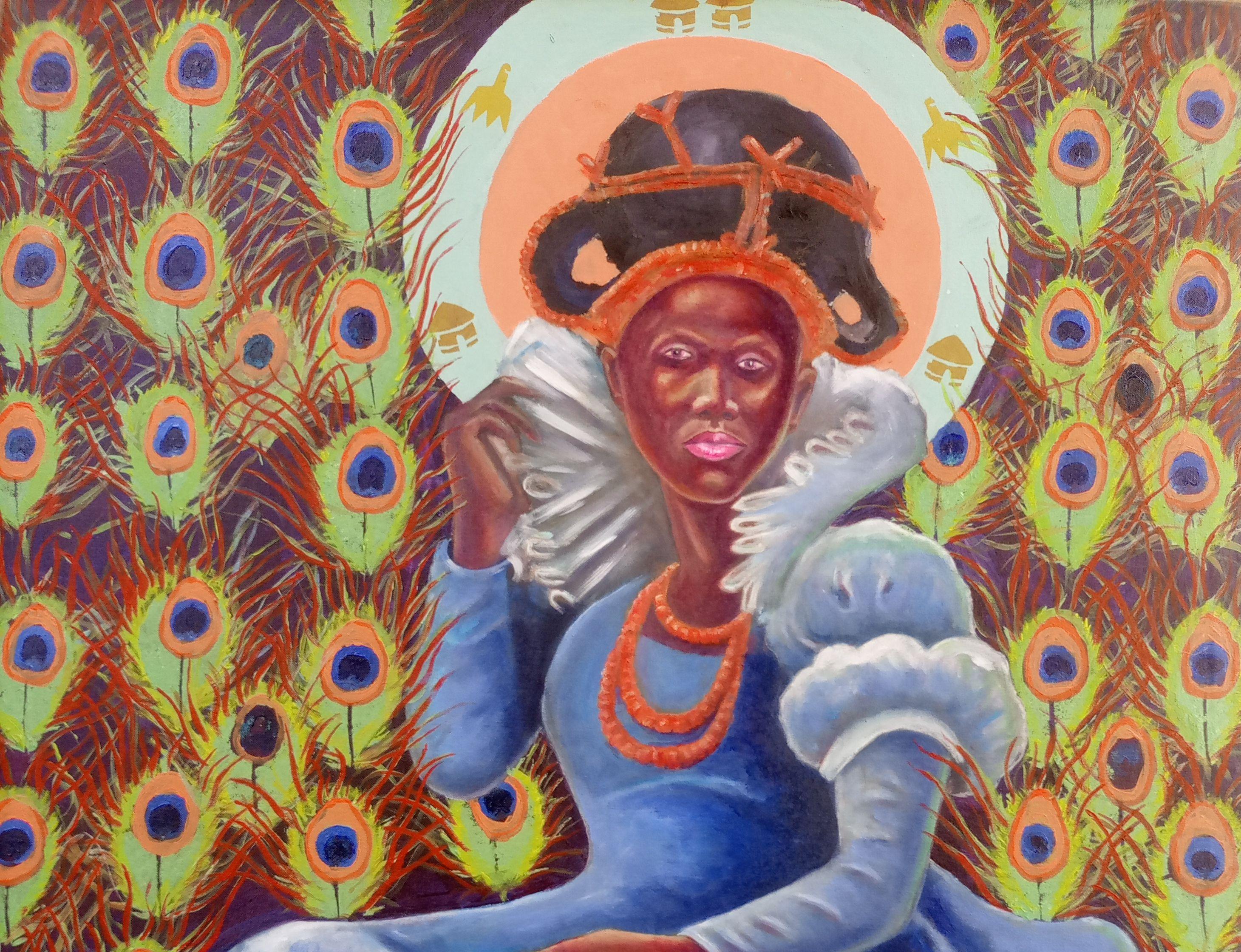 Elegance - 21ème siècle, Contemporary, Figurative, Women, Love, Fashion, Modernity - Painting de Ibitoye Emmanuel