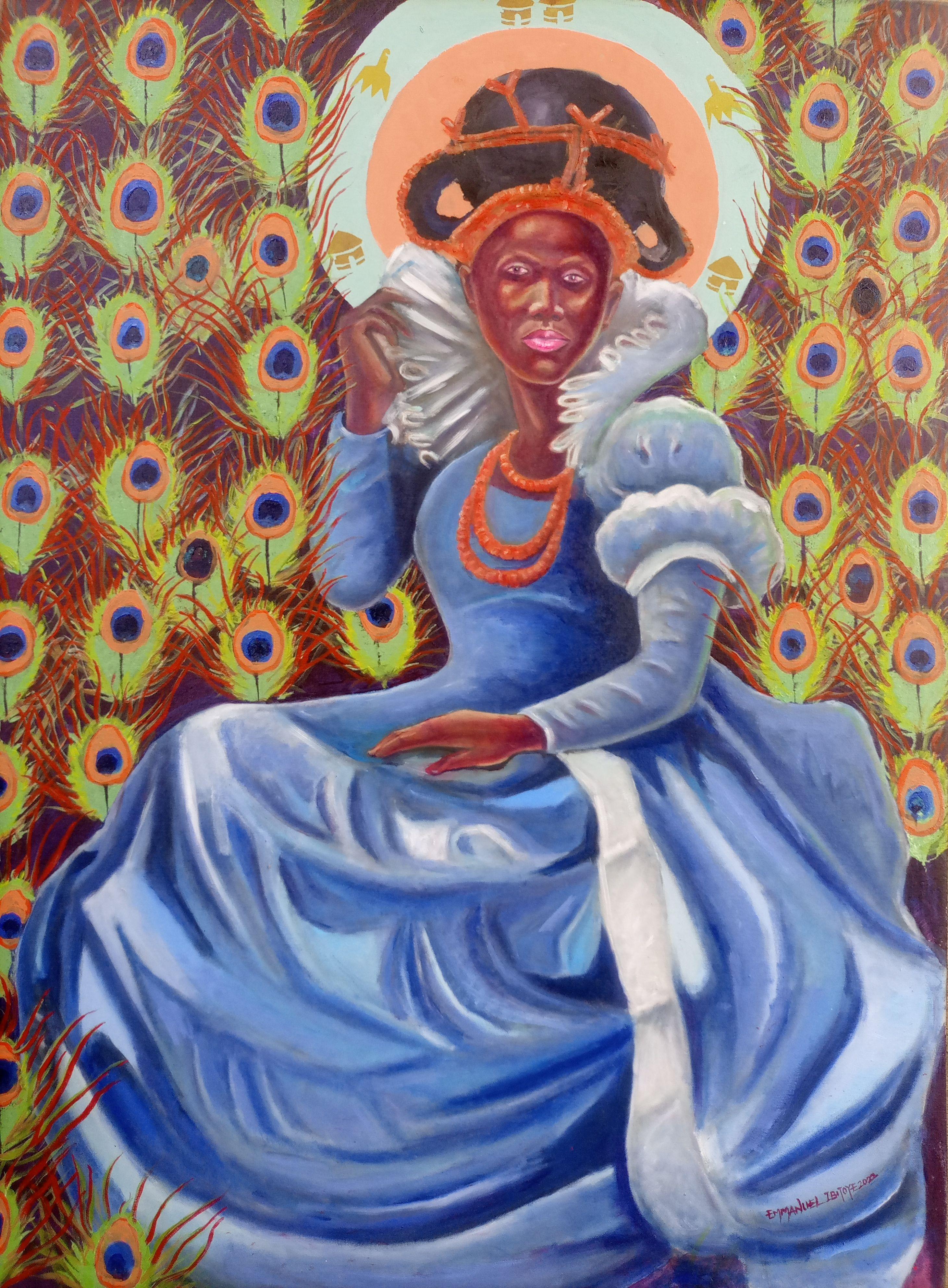 Figurative Painting Ibitoye Emmanuel - Elegance - 21ème siècle, Contemporary, Figurative, Women, Love, Fashion, Modernity
