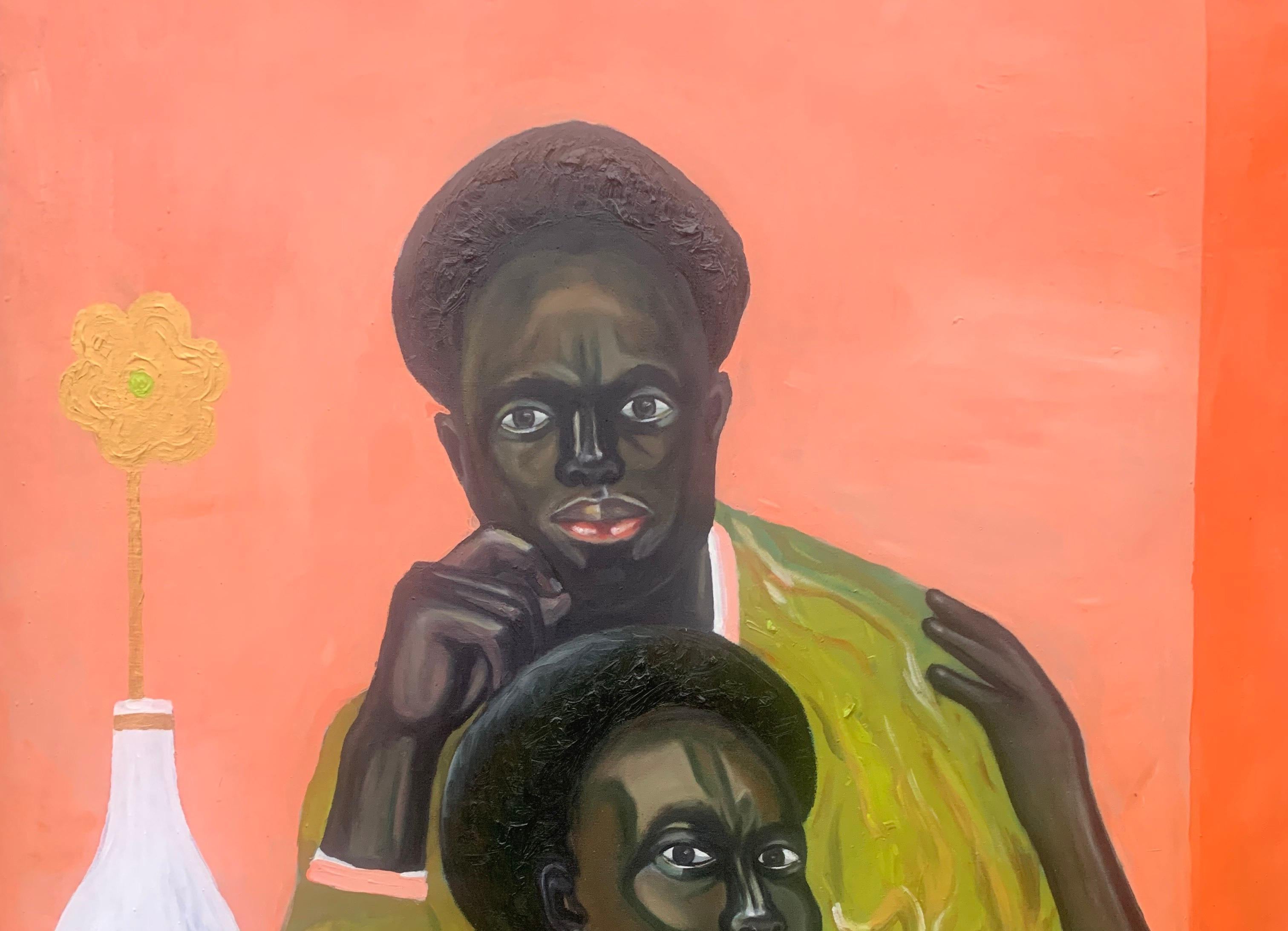 Eternal Entwined - 21e siècle, Contemporain, Figuratif, Femmes, Amour, Moderne - Painting de Ibitoye Emmanuel