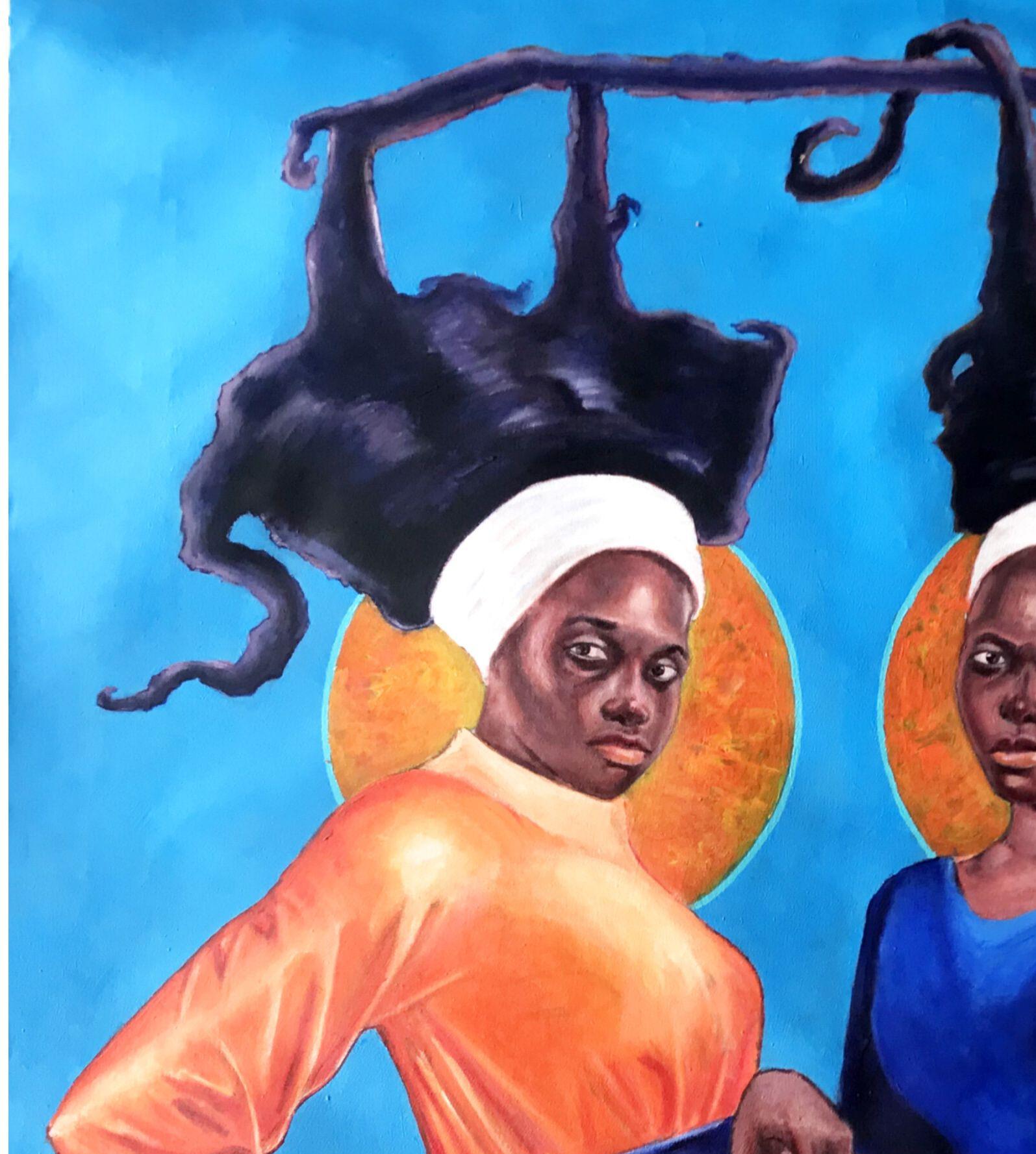 Matchless Bond - 21st Century, Contemporary, Figurative, Women, Love, Fashion - Painting by Ibitoye Emmanuel