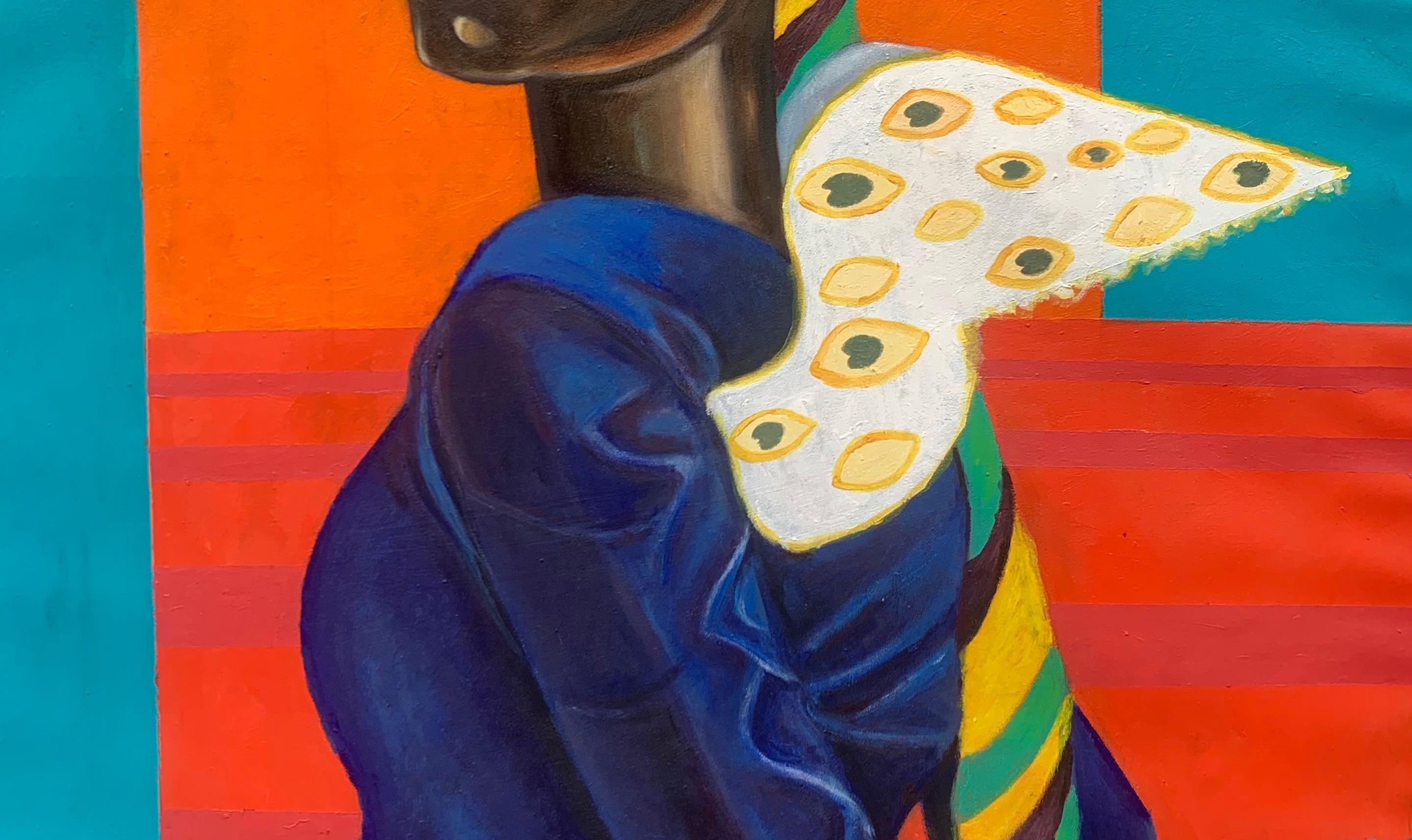 Rückblick - 21. Jahrhundert, Zeitgenössisch, Figurativ, Frauen, Afrika, Modern (Orange), Figurative Painting, von Ibitoye Emmanuel
