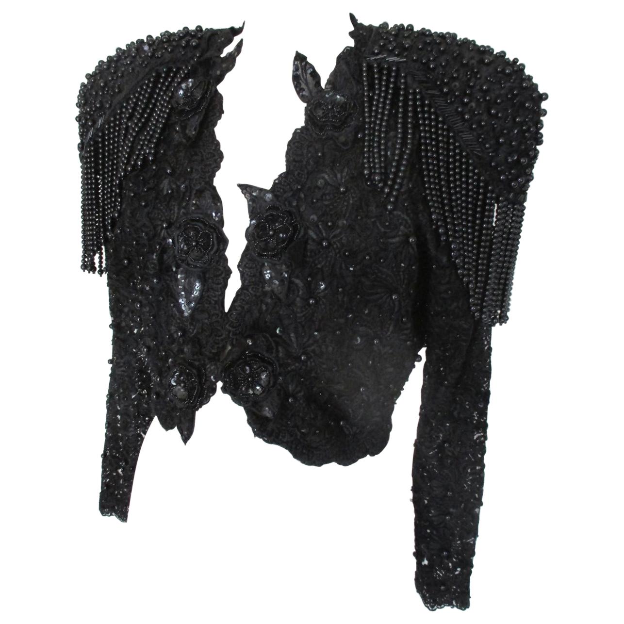 Ibiza Black Embroidered Beaded Bolero 