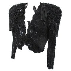 Vintage Ibiza Black Embroidered Beaded Bolero Jacket