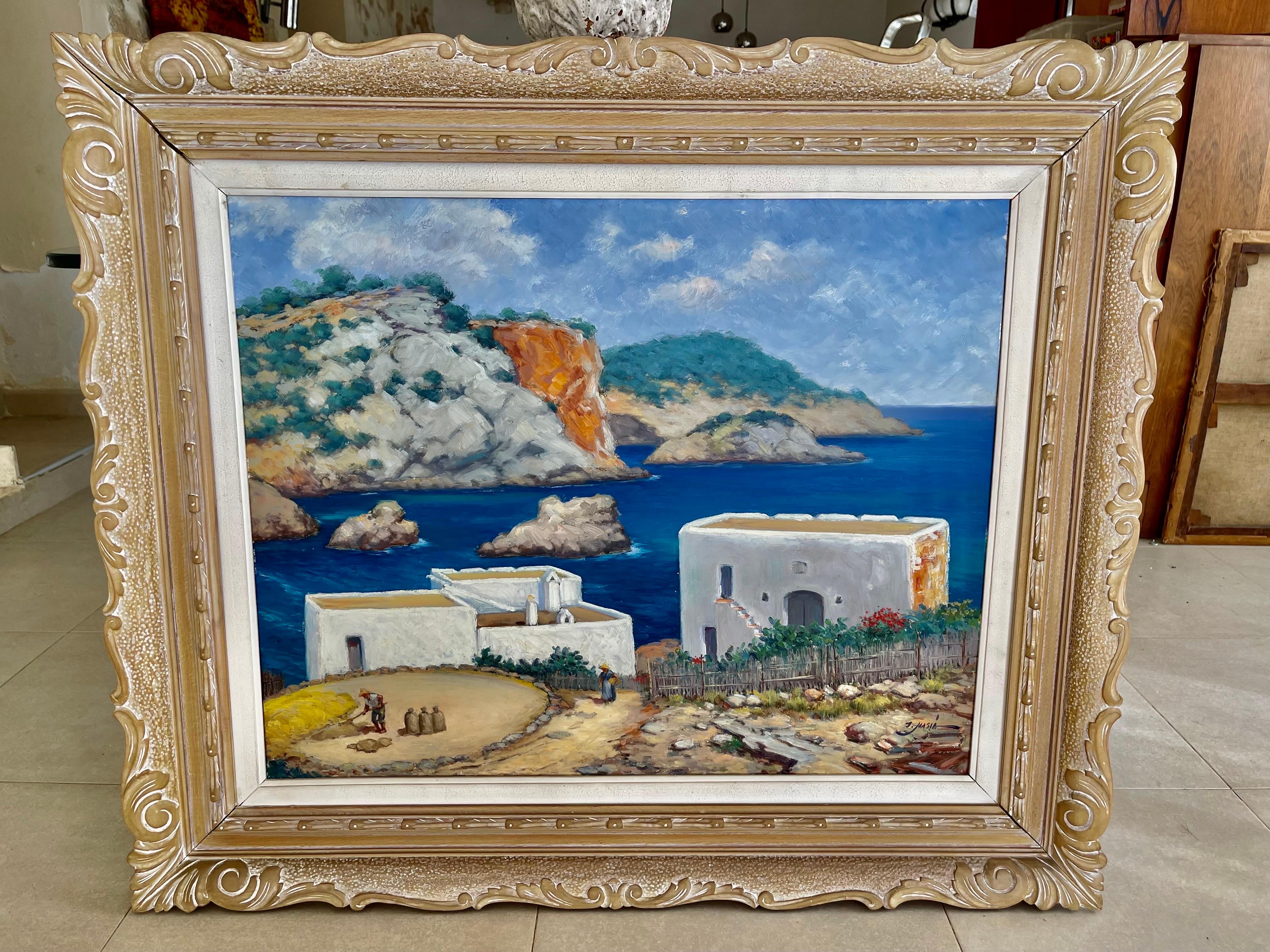 Ibiza Oil painting and Canvas by J.Masia Artist Valenciano / Baleare . 
