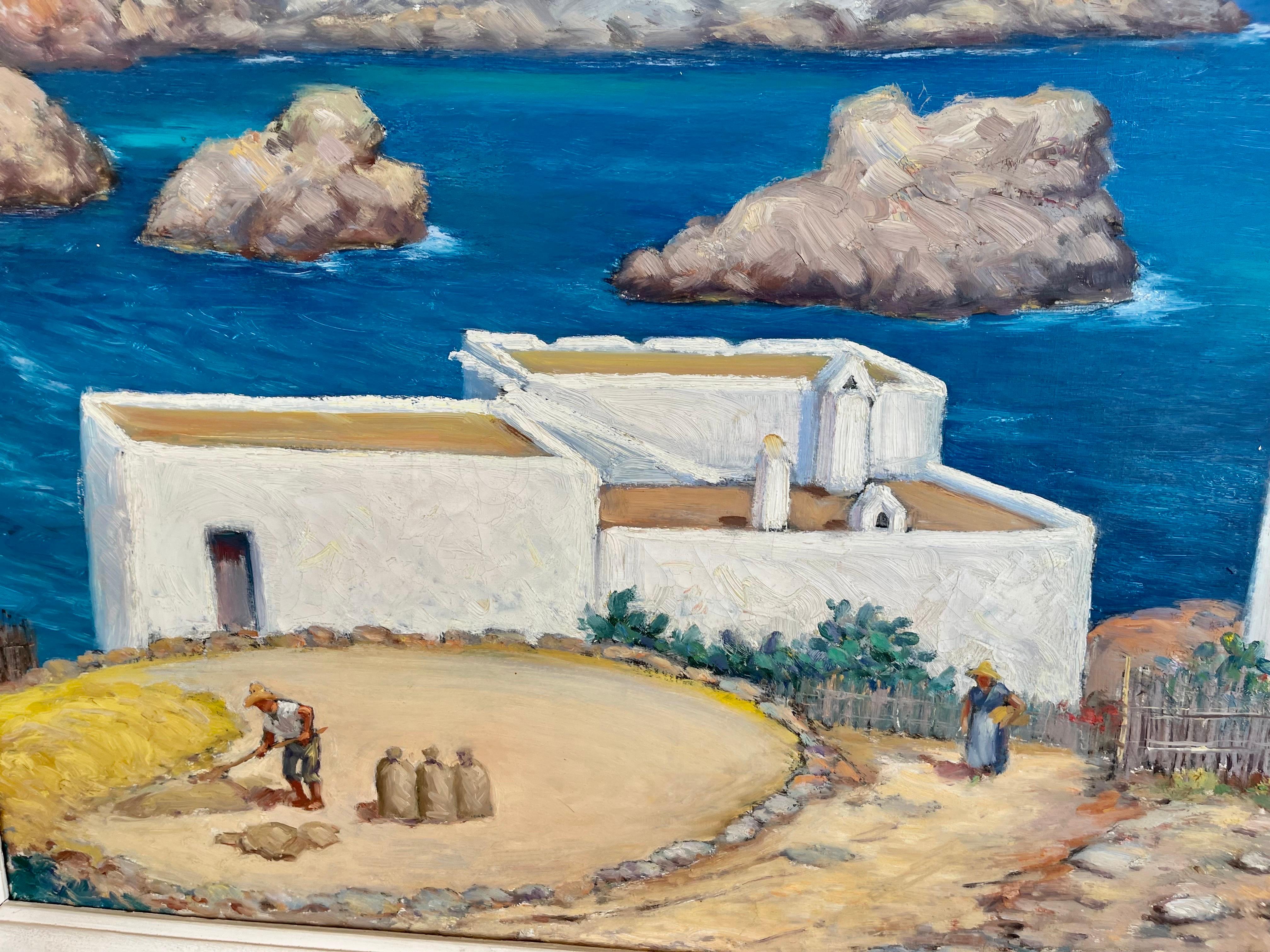 Oiled IBIZA oil painting canvas by J.Masia 1959 , Spain  For Sale