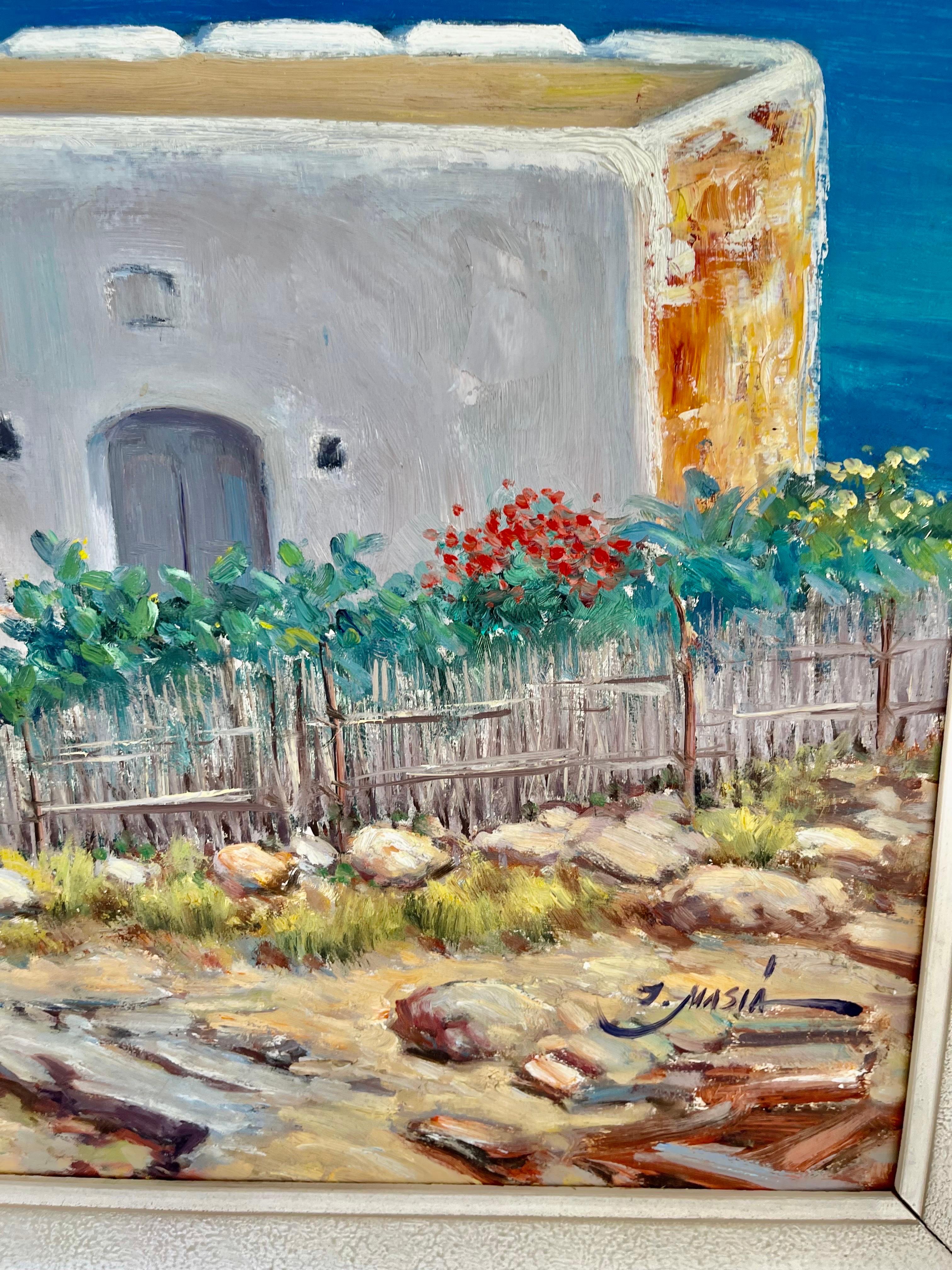 IBIZA oil painting canvas by J.Masia 1959 , Spain  In Good Condition For Sale In DÉNIA, ES