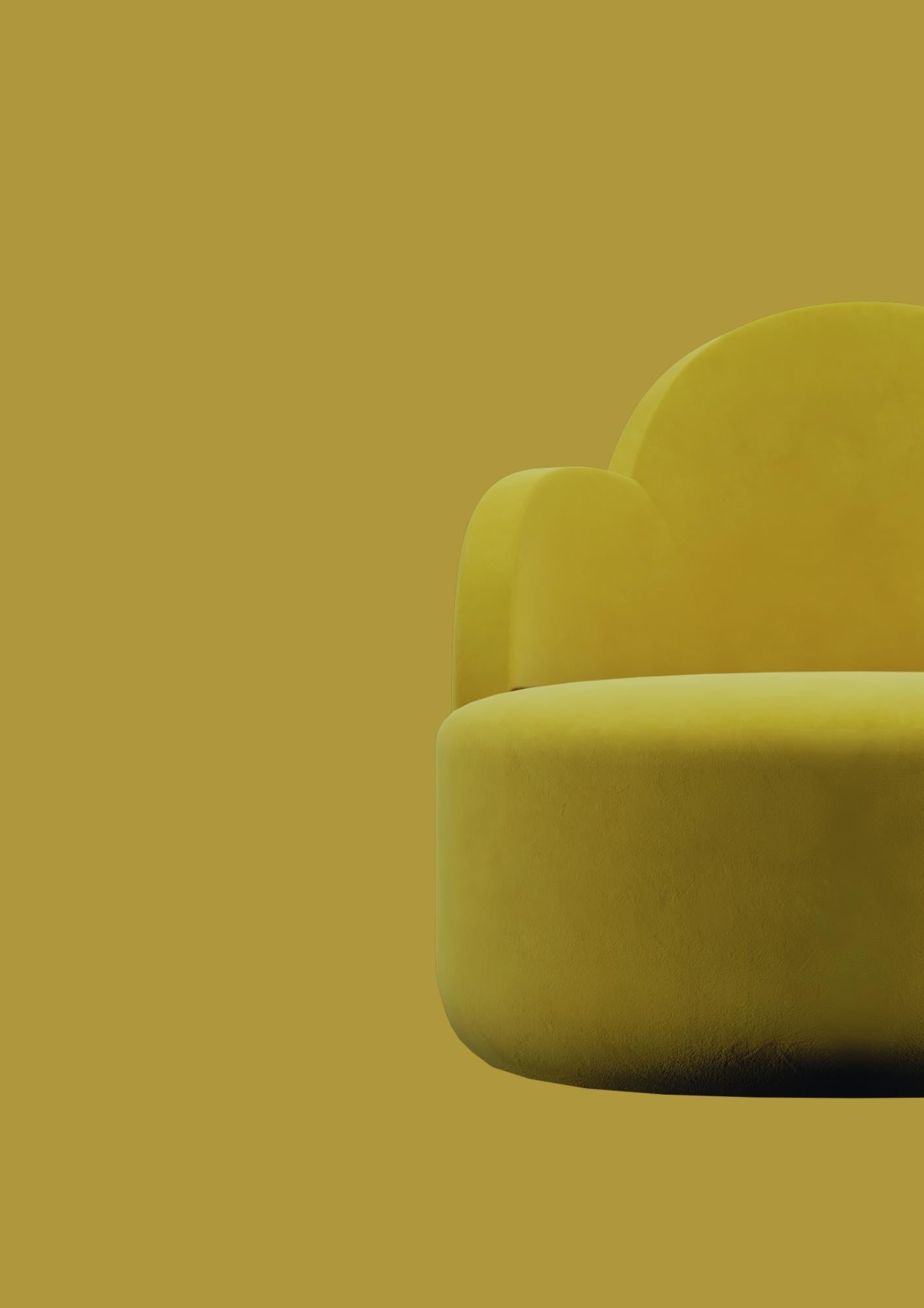 Modern IBIZA Velvet Chair in Yellow by Alexandre Ligios, REP by Tuleste Factory For Sale