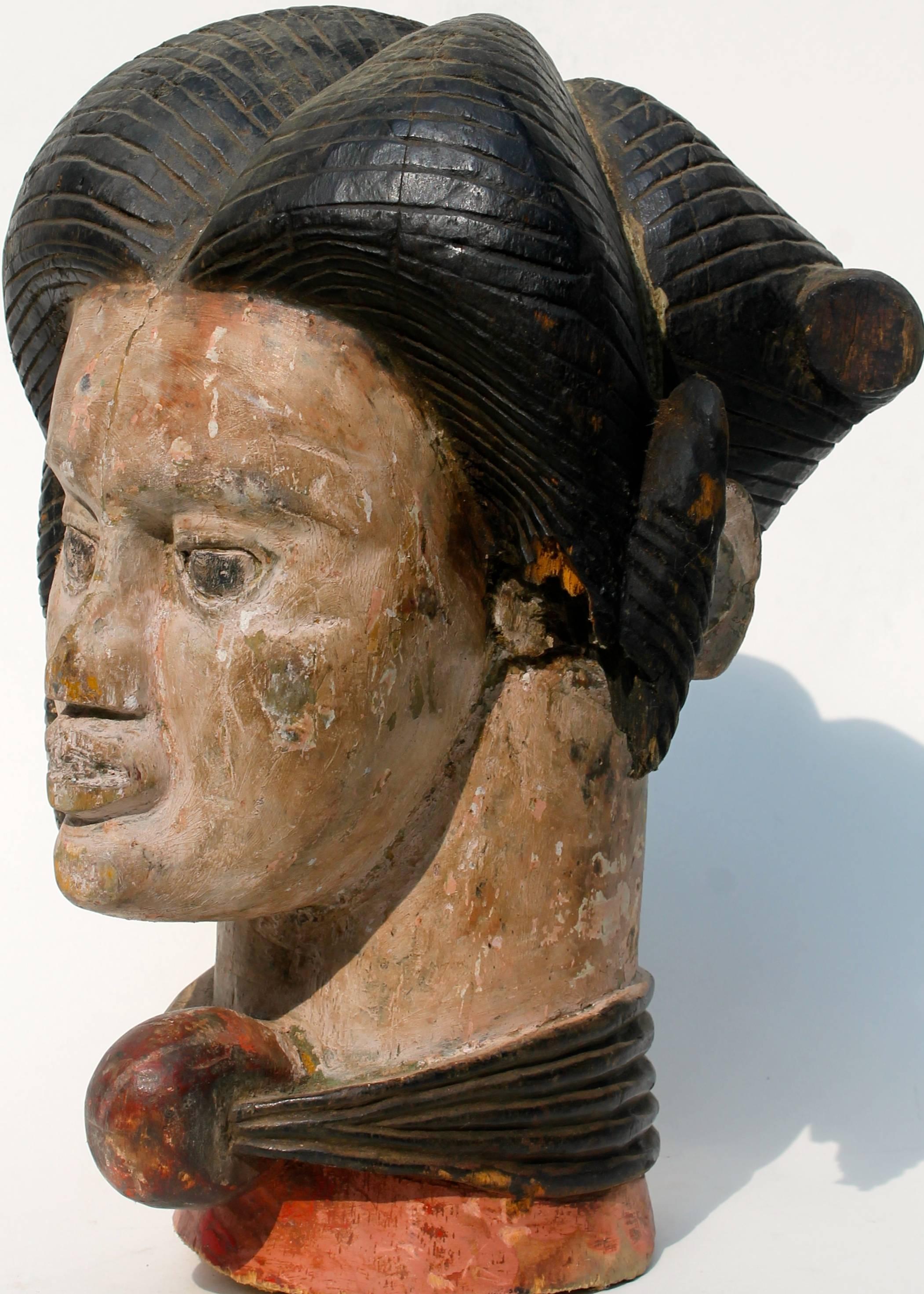 Mid-20th Century Ibo Head African Sculpture