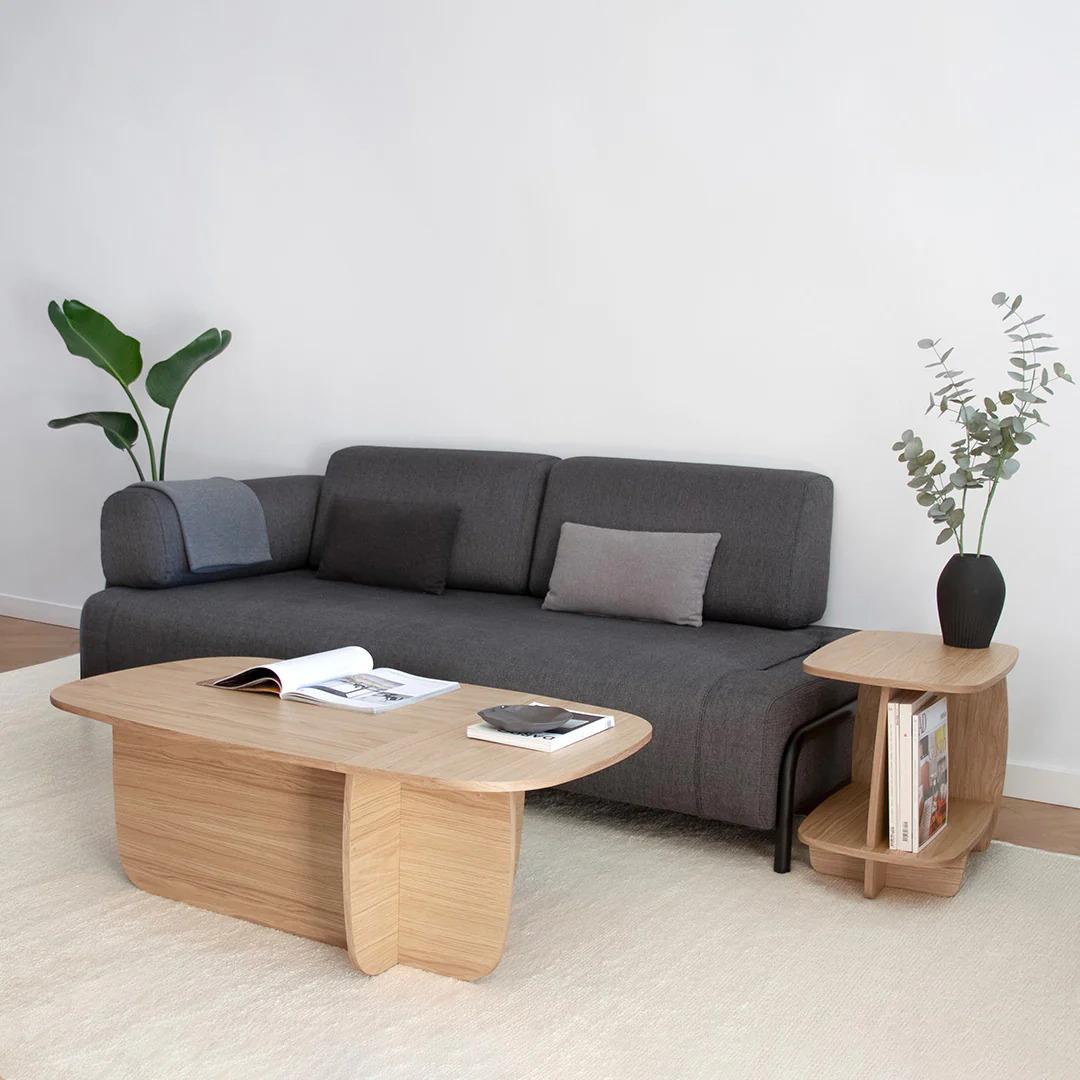 Spanish Ibon L coffee table with storage · White pigmented oak For Sale