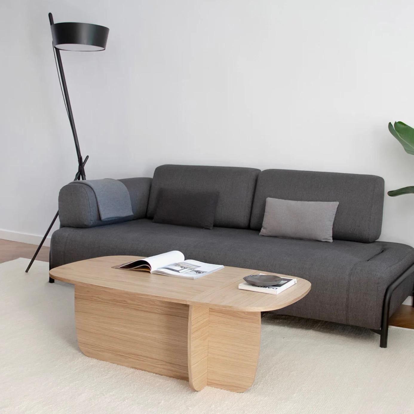 Ibon L coffee table with storage · White pigmented oak In New Condition For Sale In Madrid, Madrid