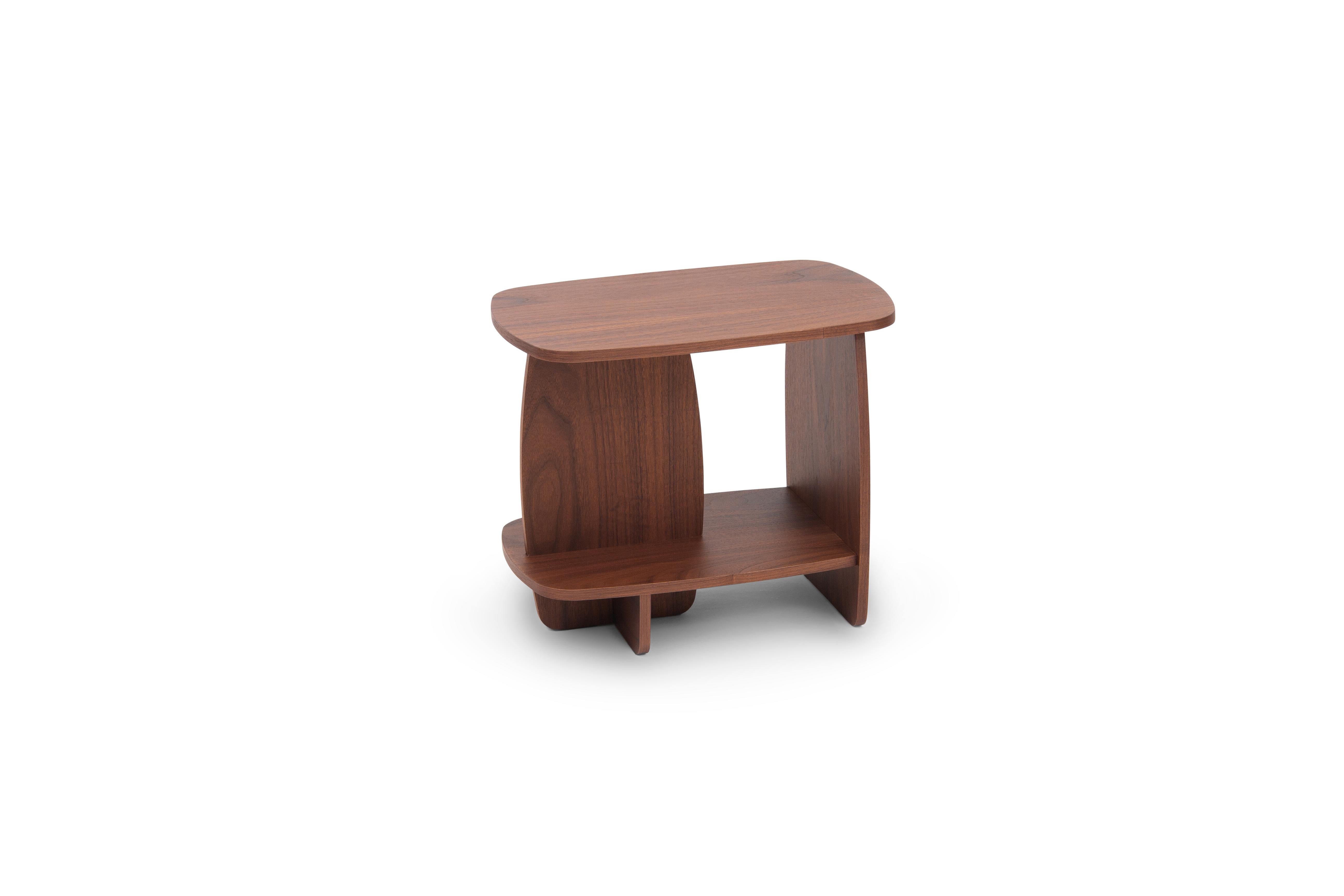 Wood Ibon M side table with storage · Walnut For Sale