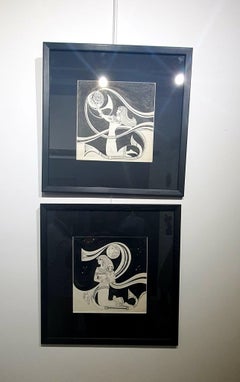 "Al Sabr" Pintura Figurativa 10,5" x 11" pulgadas (c. 1980) de Ibrahim Abd Elmalak