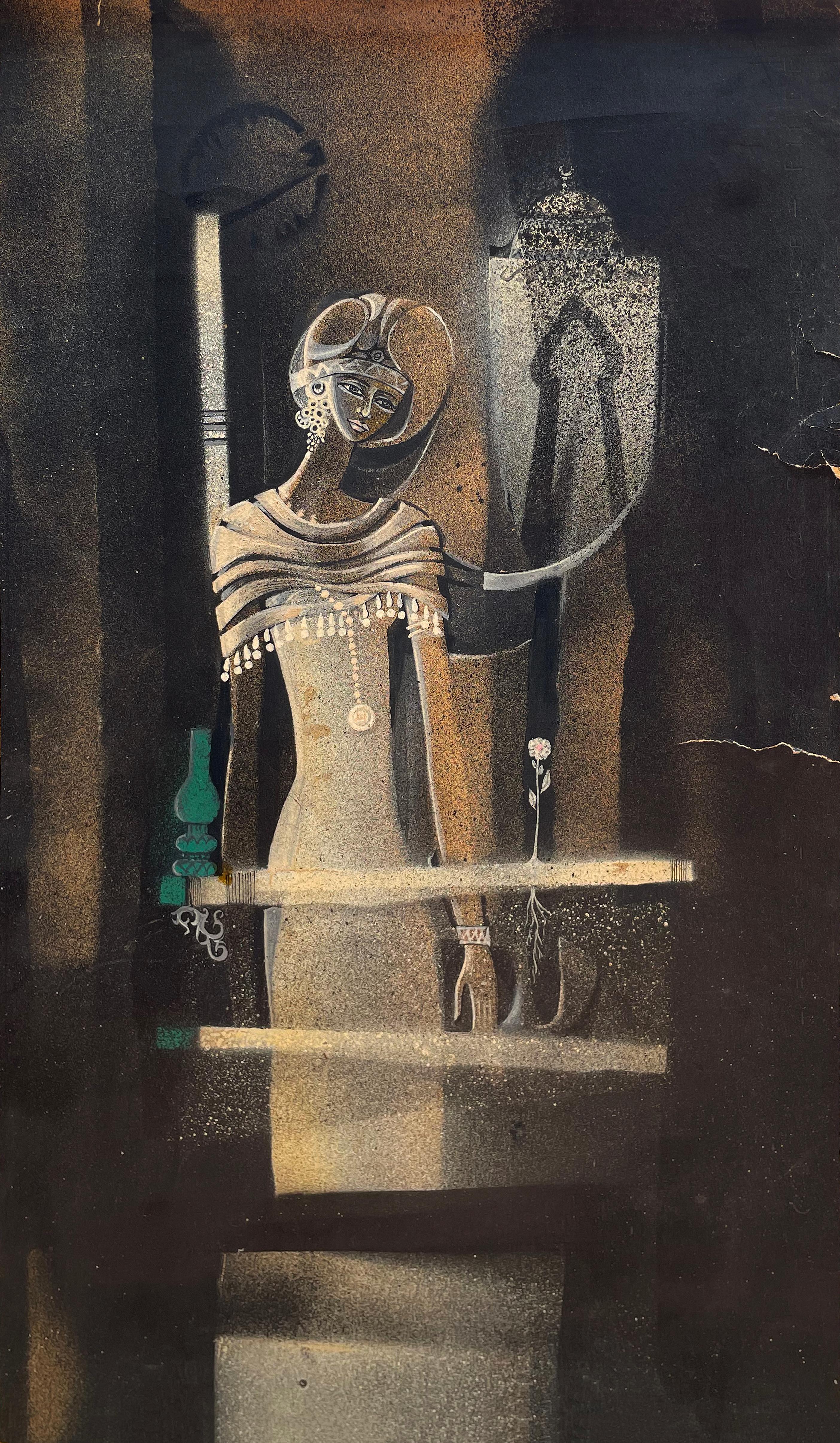 "Warten II" Gemälde 19" x 11" in von Ibrahim Abd Elmalak

Femmes Fatale, ca. 1980er Jahre
Tinte und Acryl auf Papier. Unterzeichnet
Unterzeichnet


Die Auswahl der Zeichnungen von Abd Elmalak spiegelt eine kompositorische Methode wider, die auf frei
