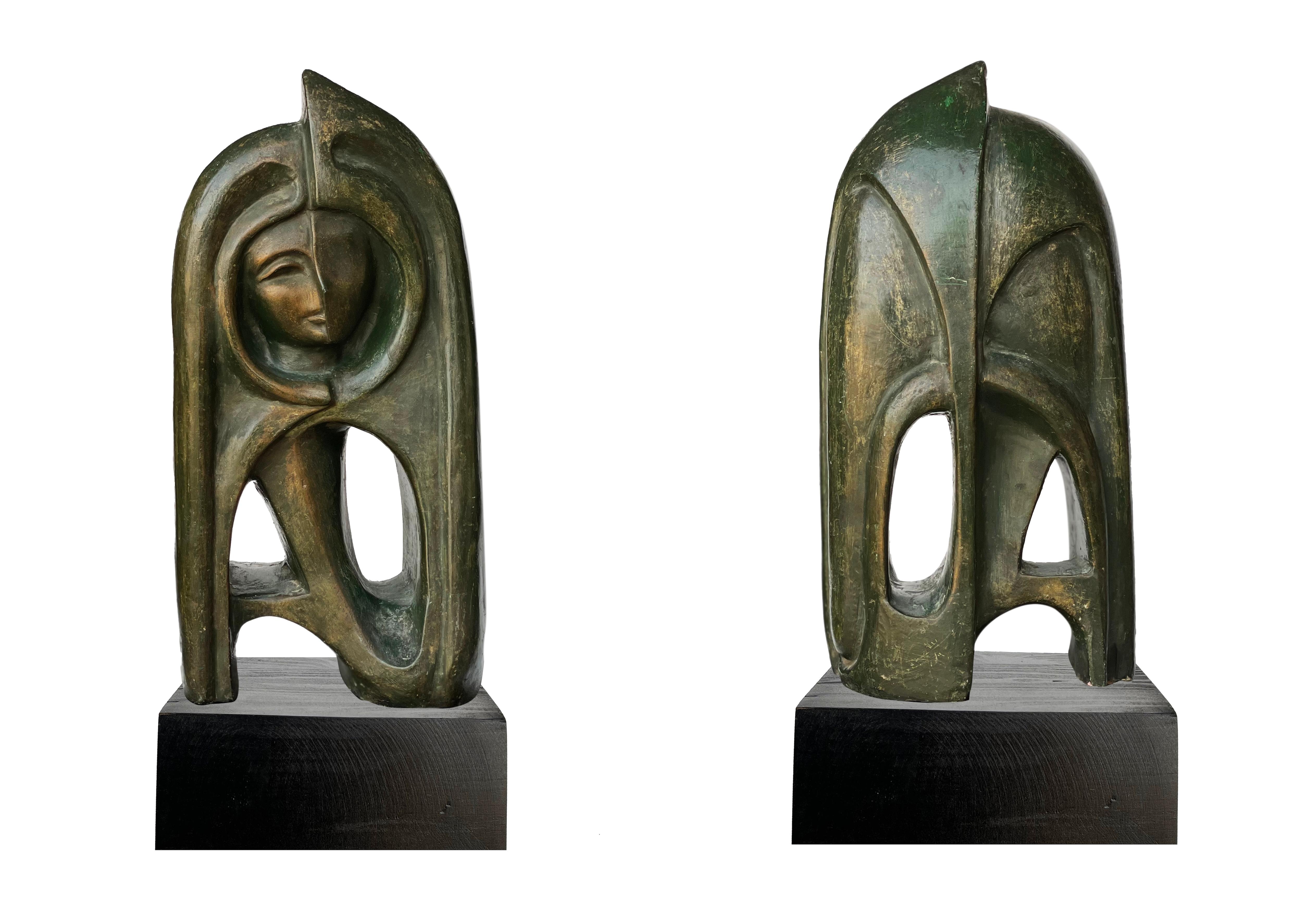 "Abstract Visage I" Sculpture 18" x 8" inch by Ibrahim Abd Elmalak

Double-faced 
Fiberglass
Signed & Dated

Sculptures that mostly depict his characteristic figures of feminine form and feeling – a central element to Abd Elmalak’s creative process