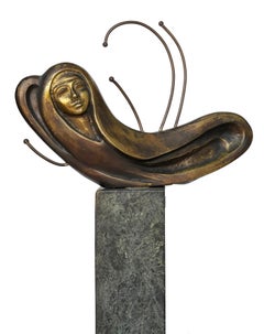 "Chrysalis" Bronze and Marble sculpture 19" x 15" in by Ibrahim Abd Elmalak