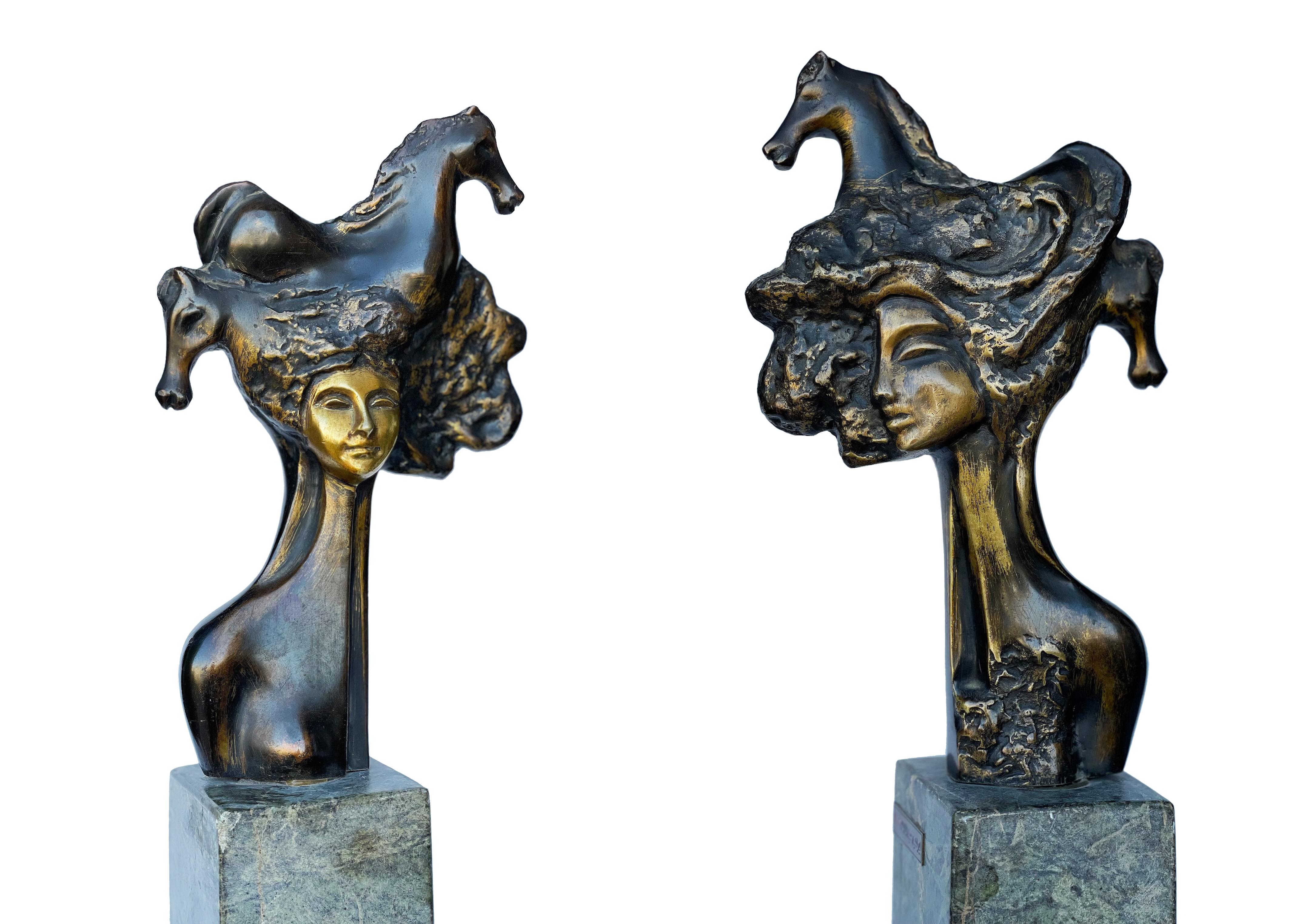 Sculpture en bronze "Equine Spirit I" de 14,5" x 6" pouces par Ibrahim Abd Elmalak