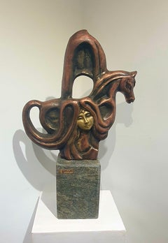 "Espíritu equino II" Escultura de bronce 23" x 14,5" pulgadas de Ibrahim Abd Elmalak