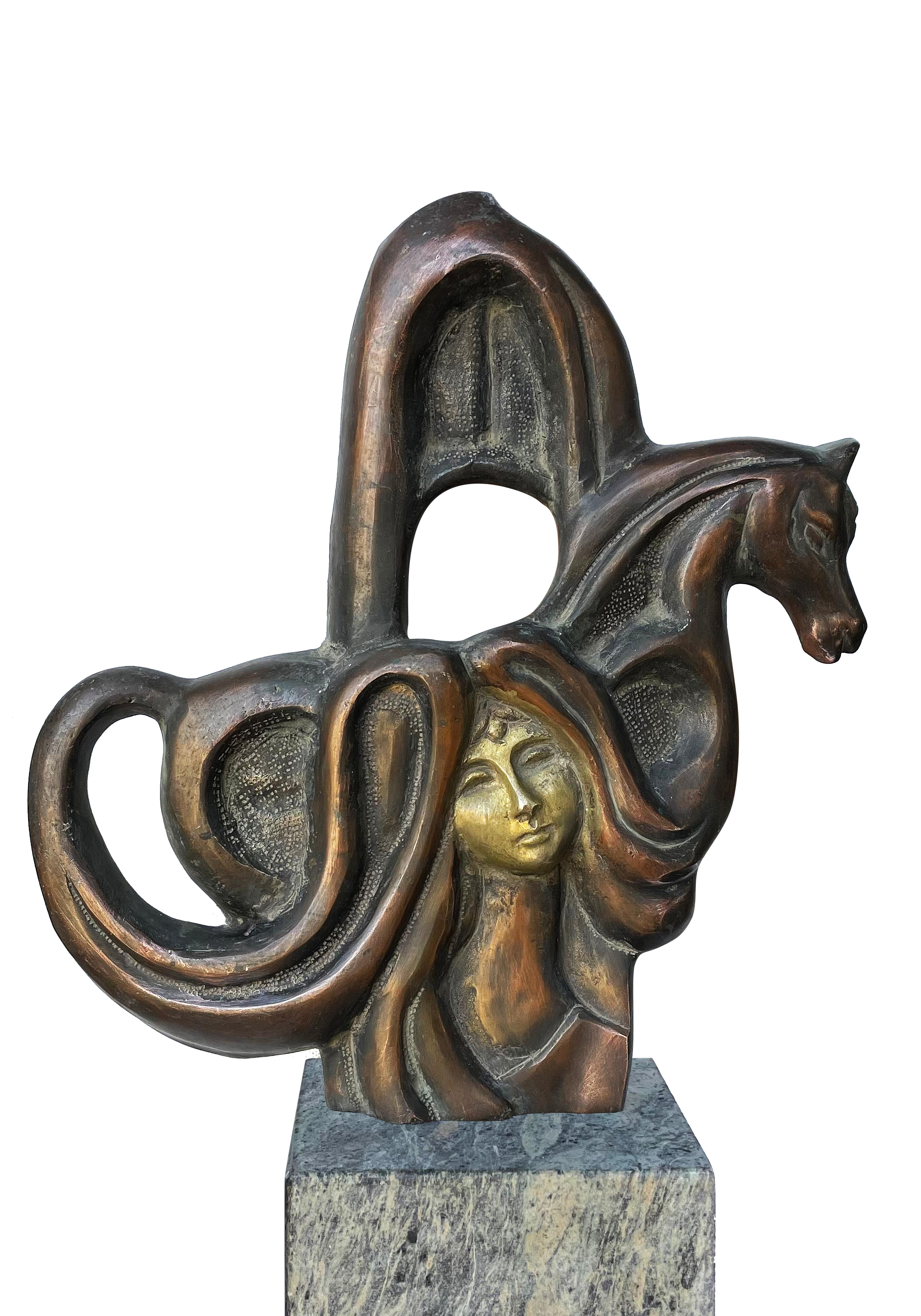 "Spirito equino II" Scultura in bronzo di 23" x 14,5" pollici di Ibrahim Abd Elmalak