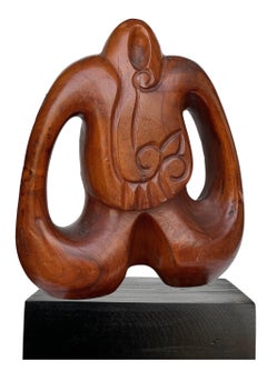 "Flower Maiden" Wood Sculpture 17" x 11" in by Ibrahim Abd Elmalak