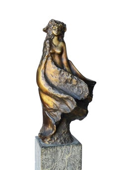 "Gloria" Bronze and Marble sculpture 27" x 11" in by Ibrahim Abd Elmalak