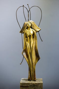 "Metamorphosis" Bronze and Marble sculpture 22" x 6" in by Ibrahim Abd Elmalak