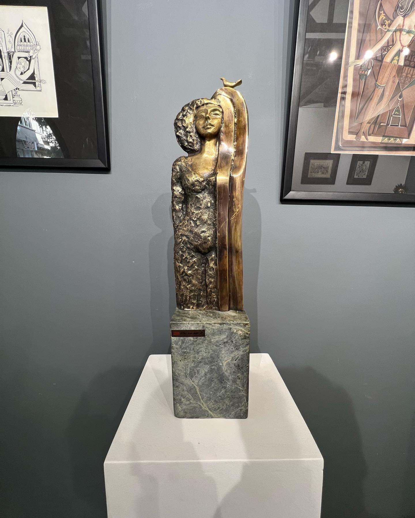 „Songbird“ Skulptur aus Bronze und Marmor 22,5