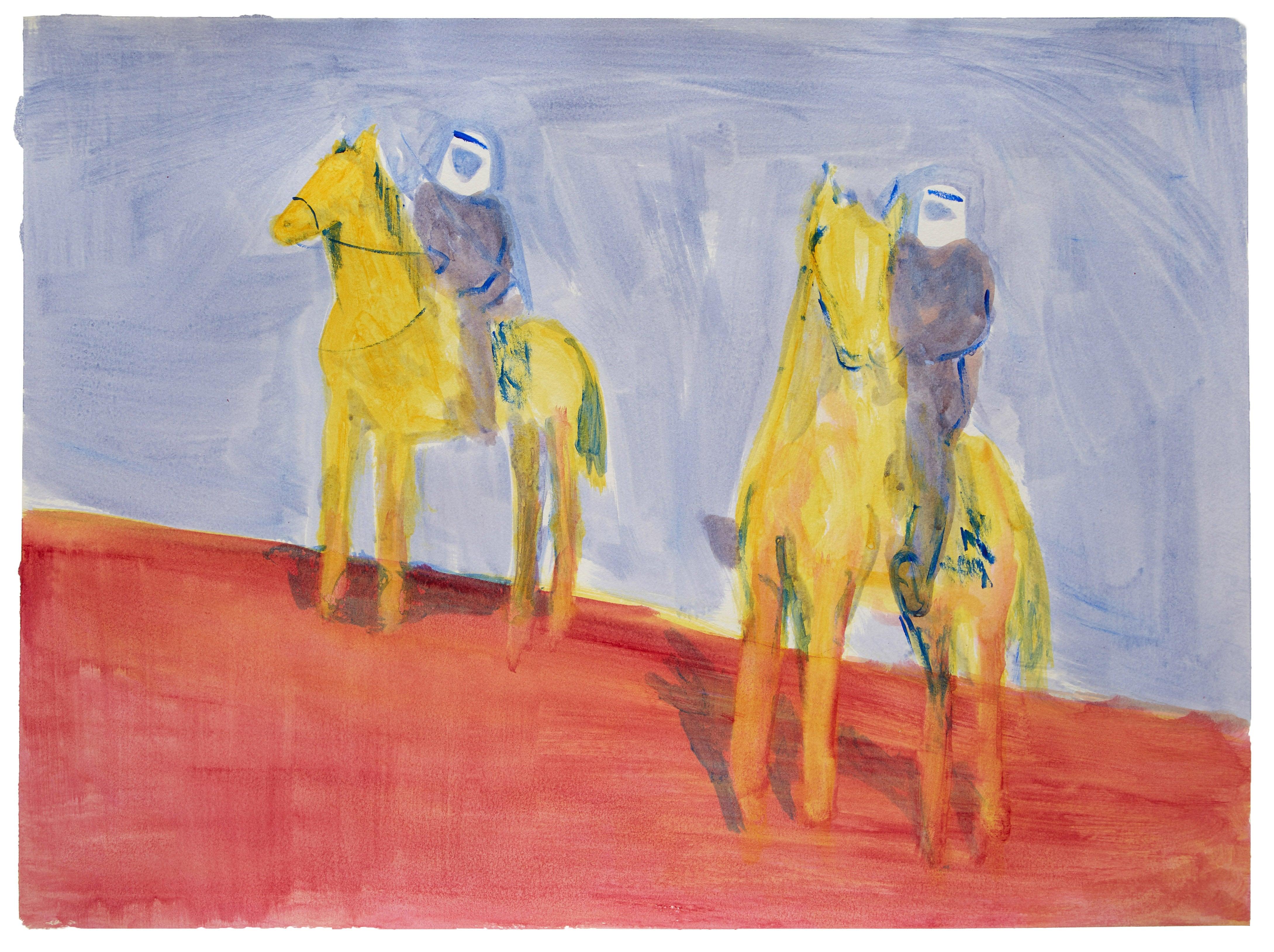 Ibrahim Abusitta Animal Painting - If You Were a Horse 1 - bright colourful contemporary figurative horse painting