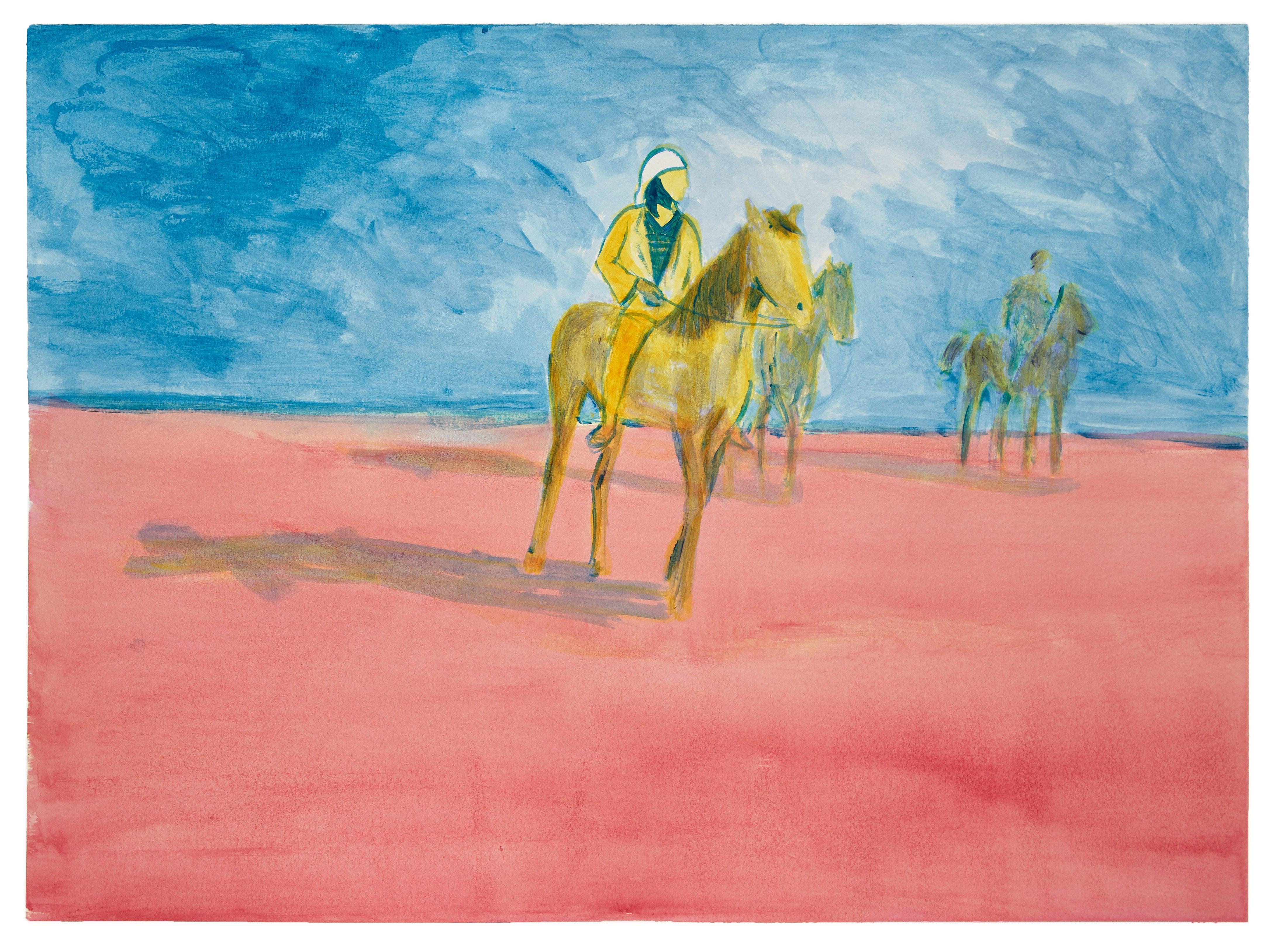 Ibrahim Abusitta Figurative Painting - If You Were a Horse 2 - bright colourful contemporary figurative horse painting