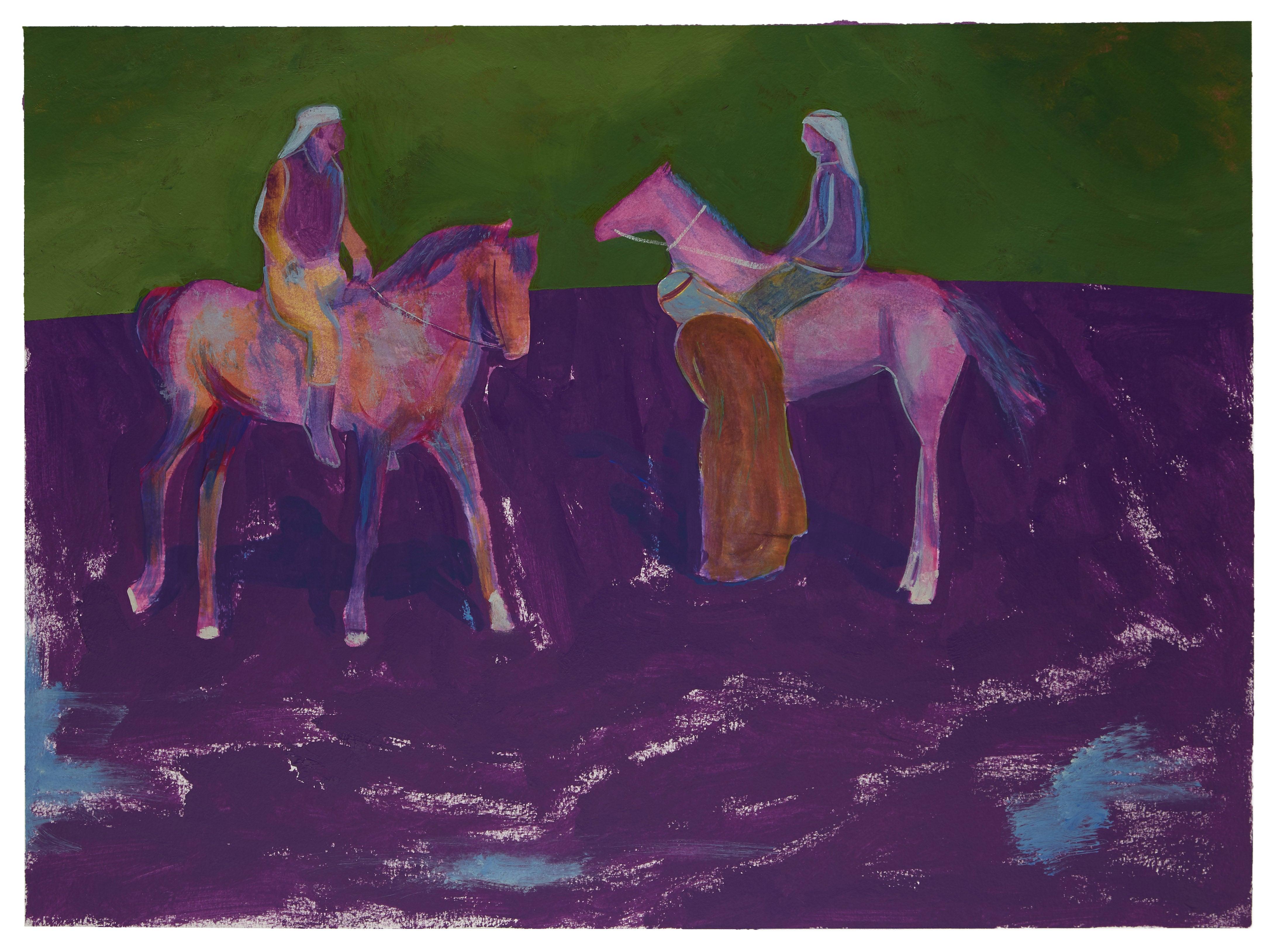 Figurative Painting Ibrahim Abusitta - Si vous étiez un cheval 3 - peinture figurative contemporaine aux couleurs vives
