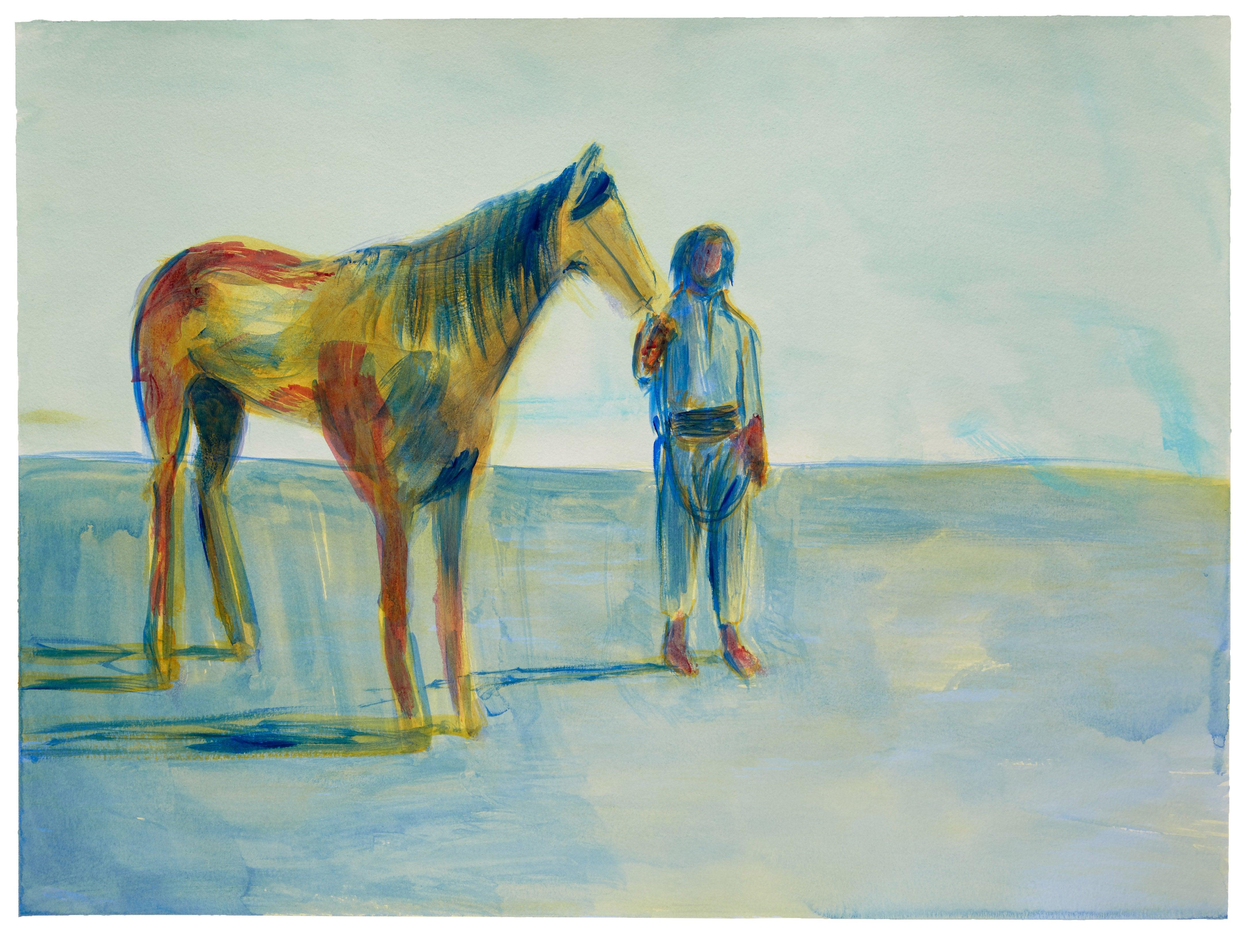 Ibrahim Abusitta Figurative Painting - If You Were a Horse 4 - bright colourful contemporary figurative horse painting